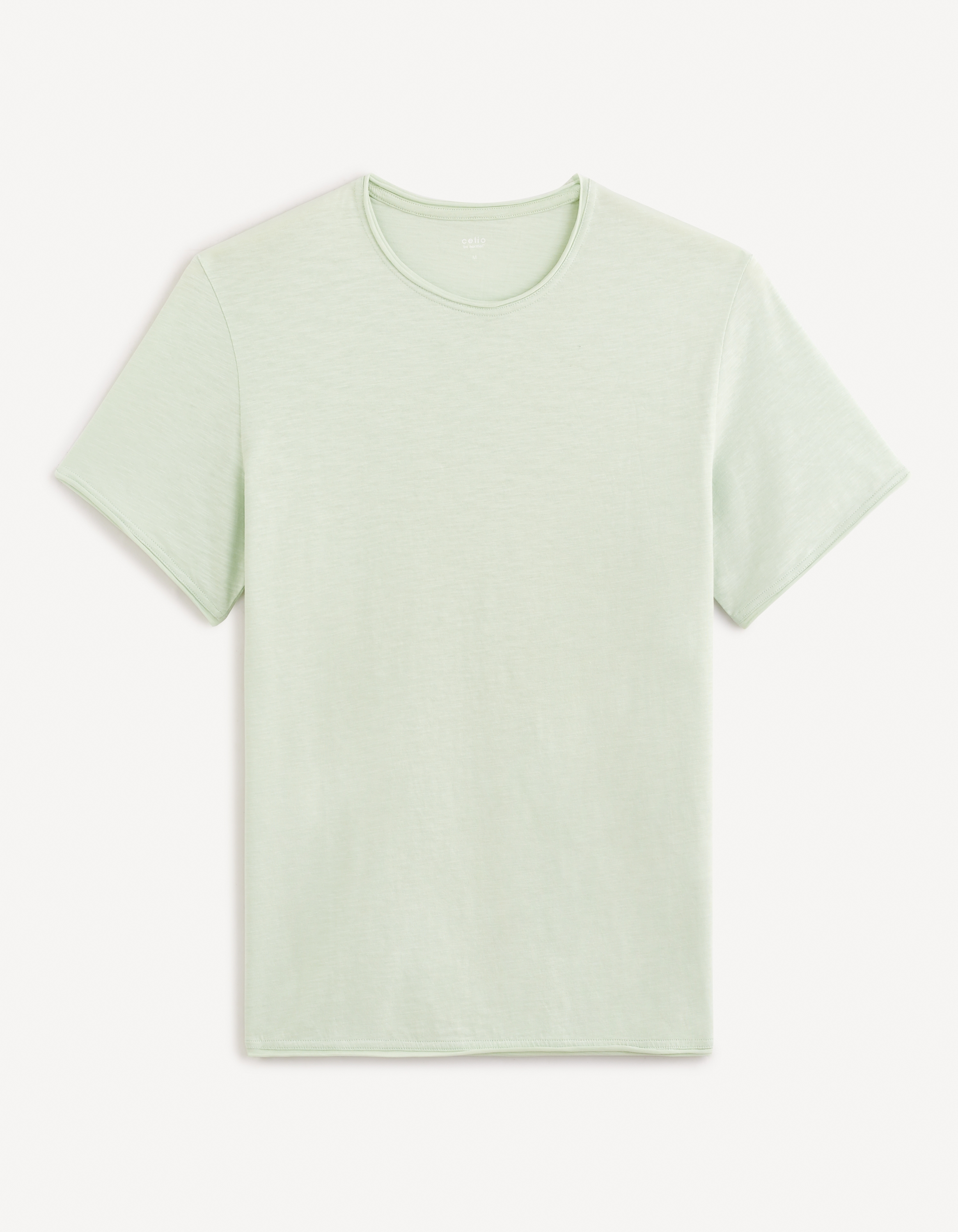 Celio Men Green Solid Regular Fit BLENDED Short Sleeves Tshirt