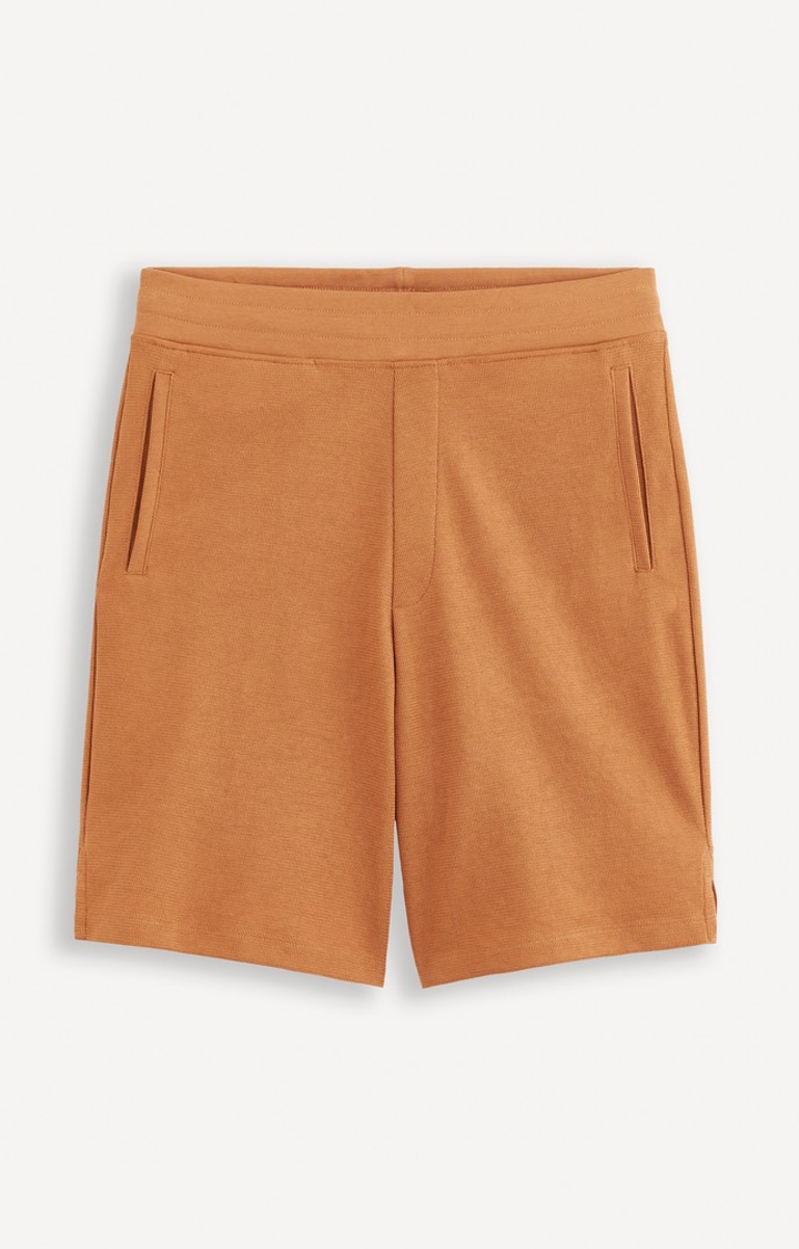 celio | Celio Men Brown Solid Regular Fit Cotton Casual Shorts