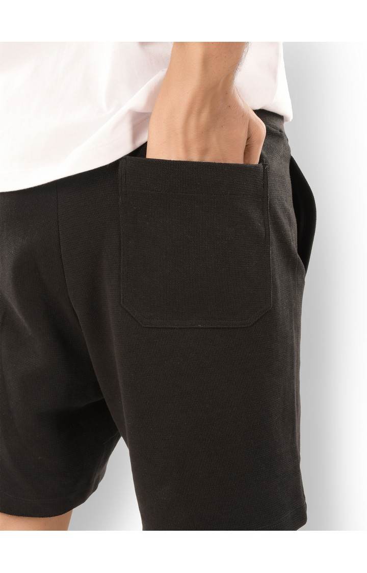 Celio Men Black Solid Regular Fit Polyester Regular Shorts