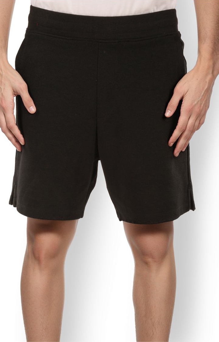 celio | Celio Men Black Solid Regular Fit Polyester Regular Shorts