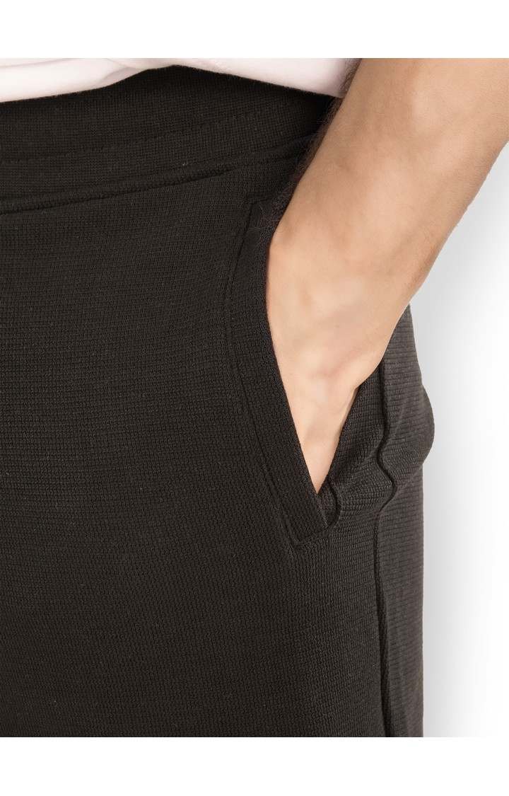 Celio Men Black Solid Regular Fit Polyester Regular Shorts