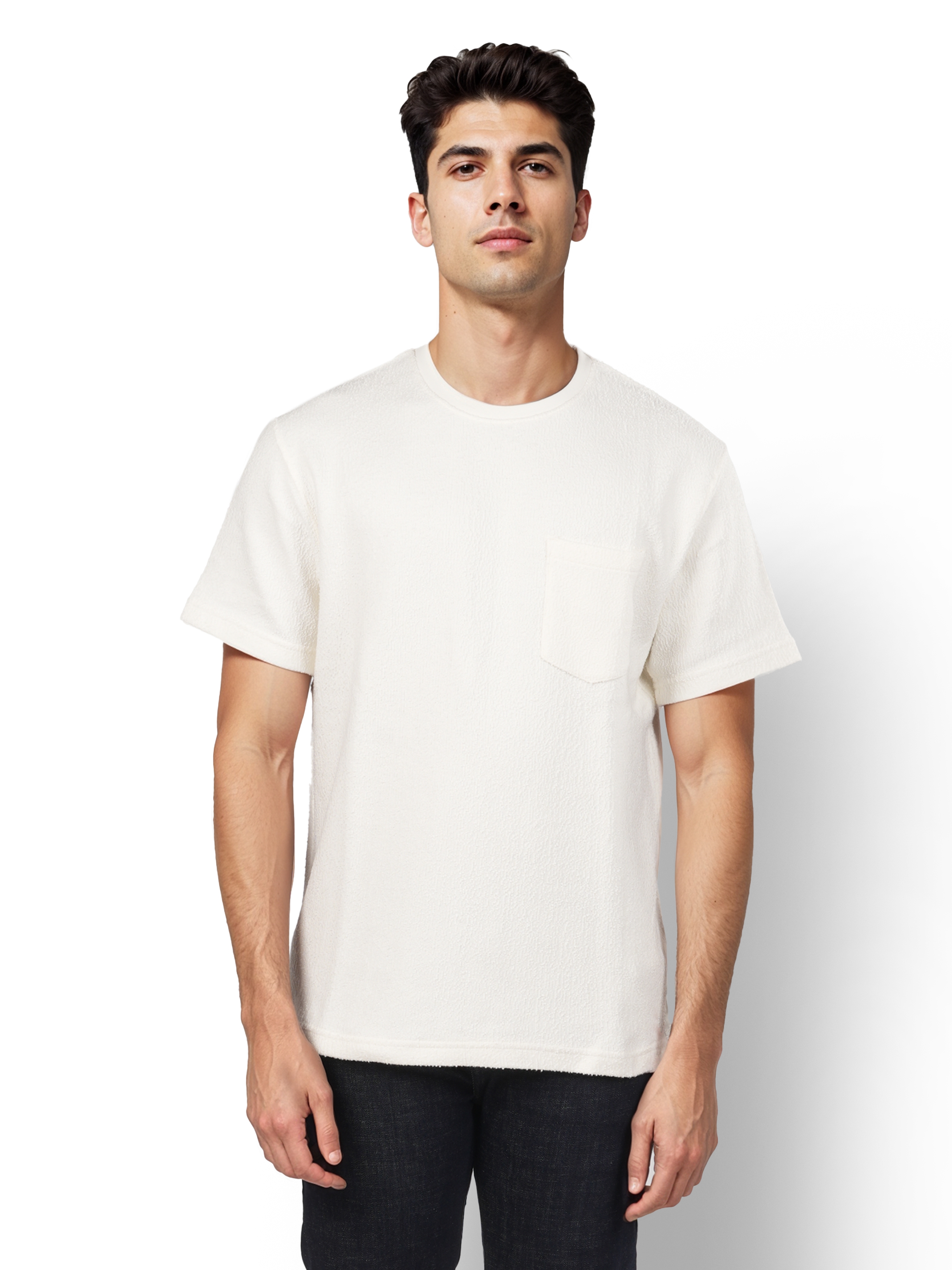 celio | Celio Men Beige Solid Boxy Cotton Fashion Tshirts
