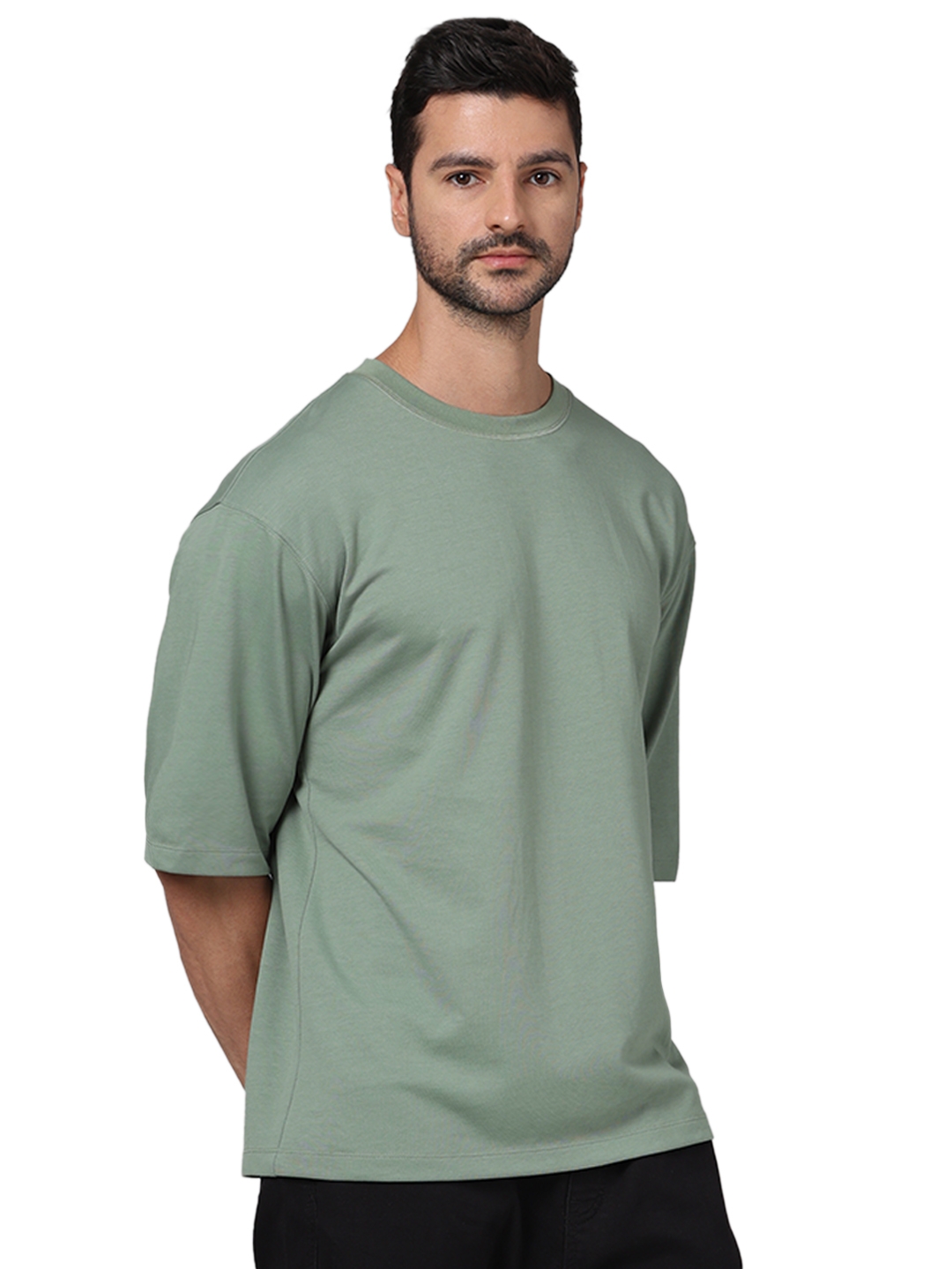 Celio Men Khaki Solid Regular Fit Cotton Tshirt