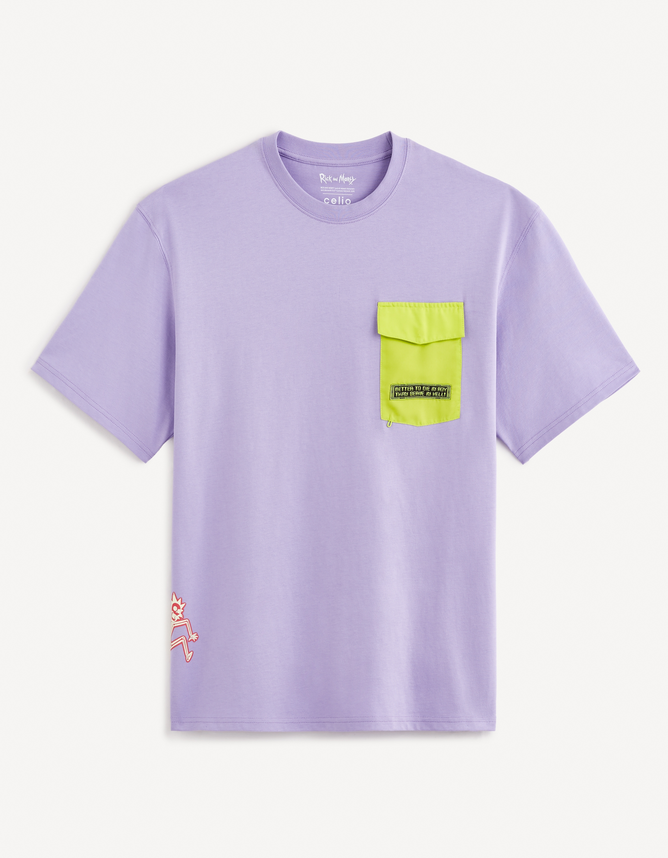 celio | Celio Men Purple Printed Boxy Cotton Rick and Morty Tshirt