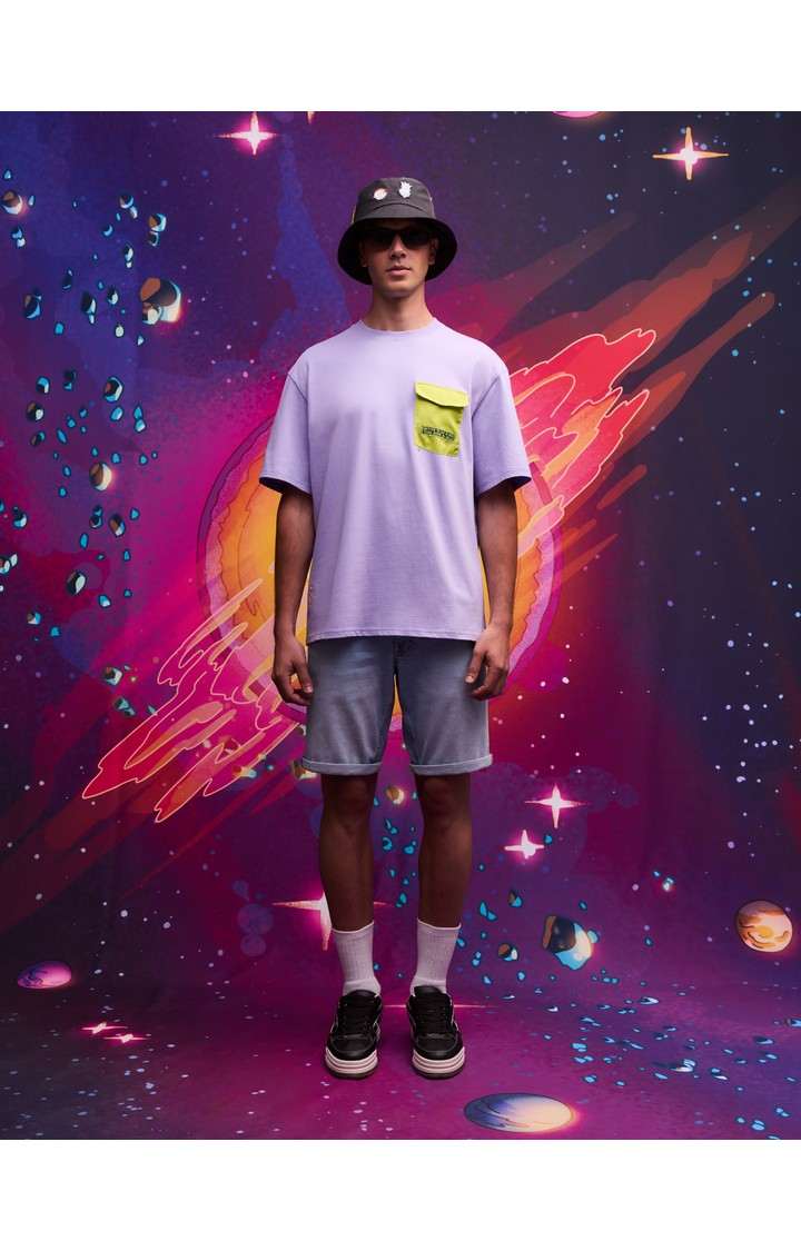 Celio Men Purple Printed Boxy Cotton Rick and Morty Tshirt