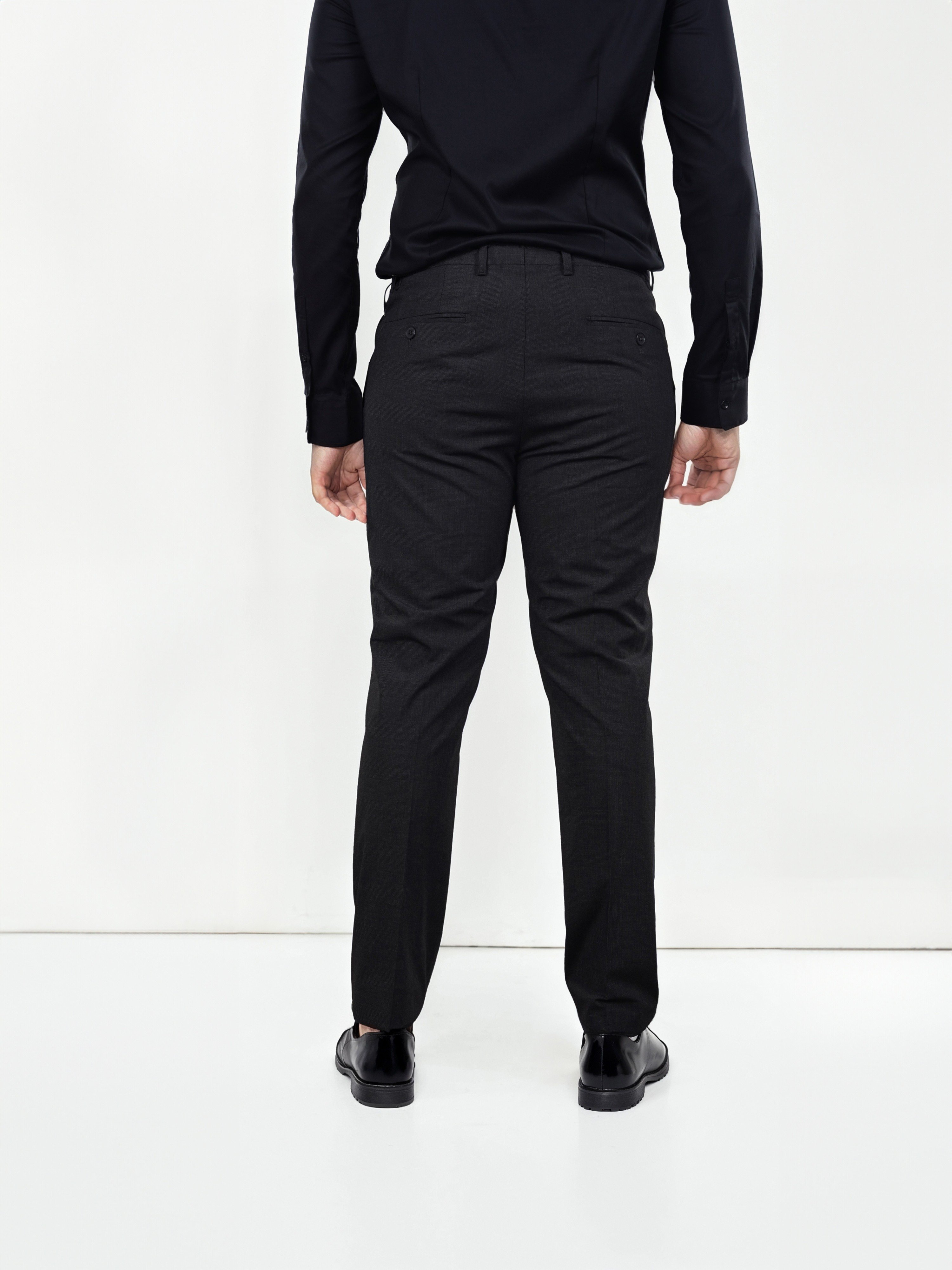 Celio Men Grey Solid Slim Fit Polyester Suit Trousers