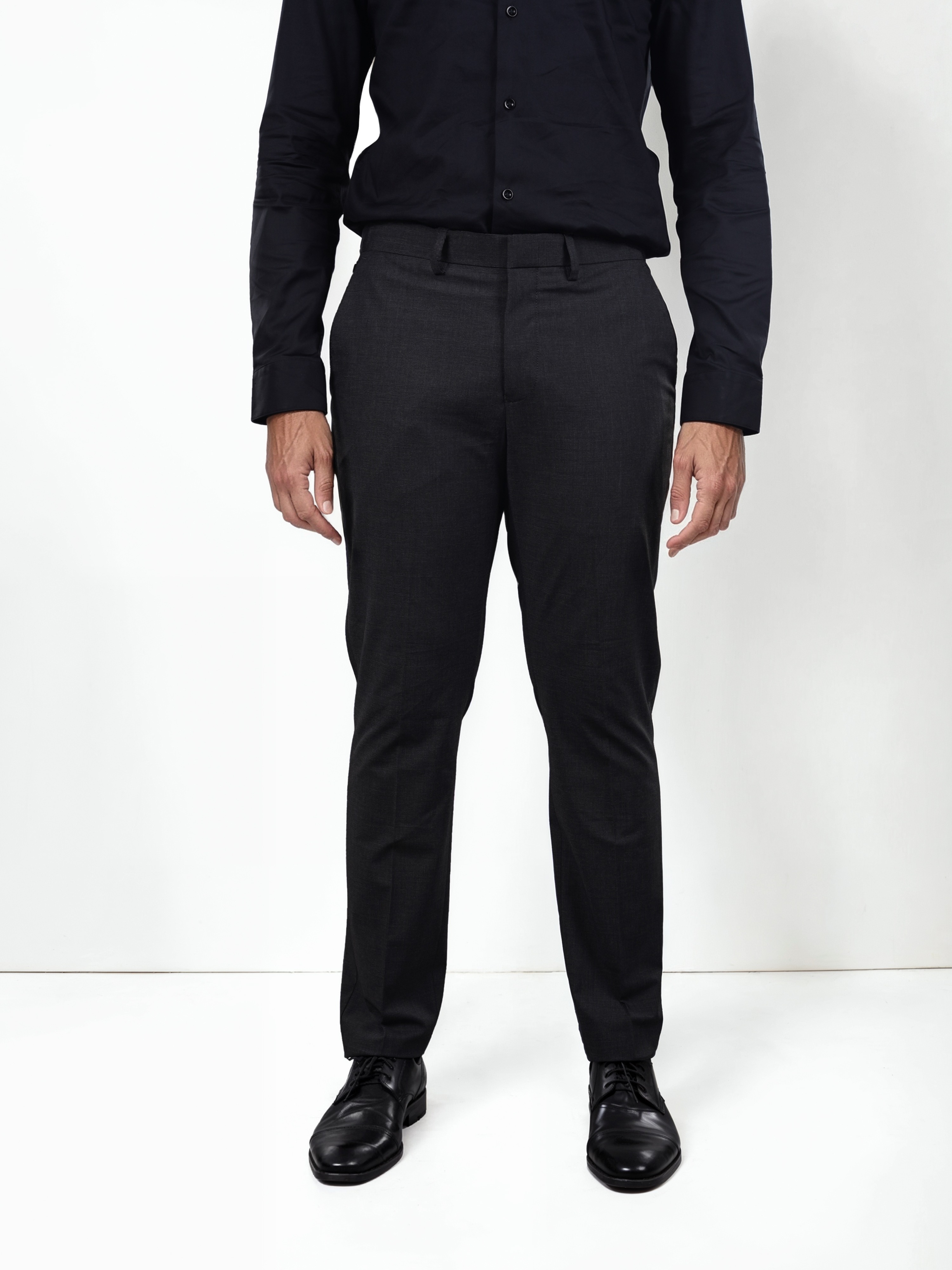 Celio Men Grey Solid Slim Fit Polyester Suit Trousers