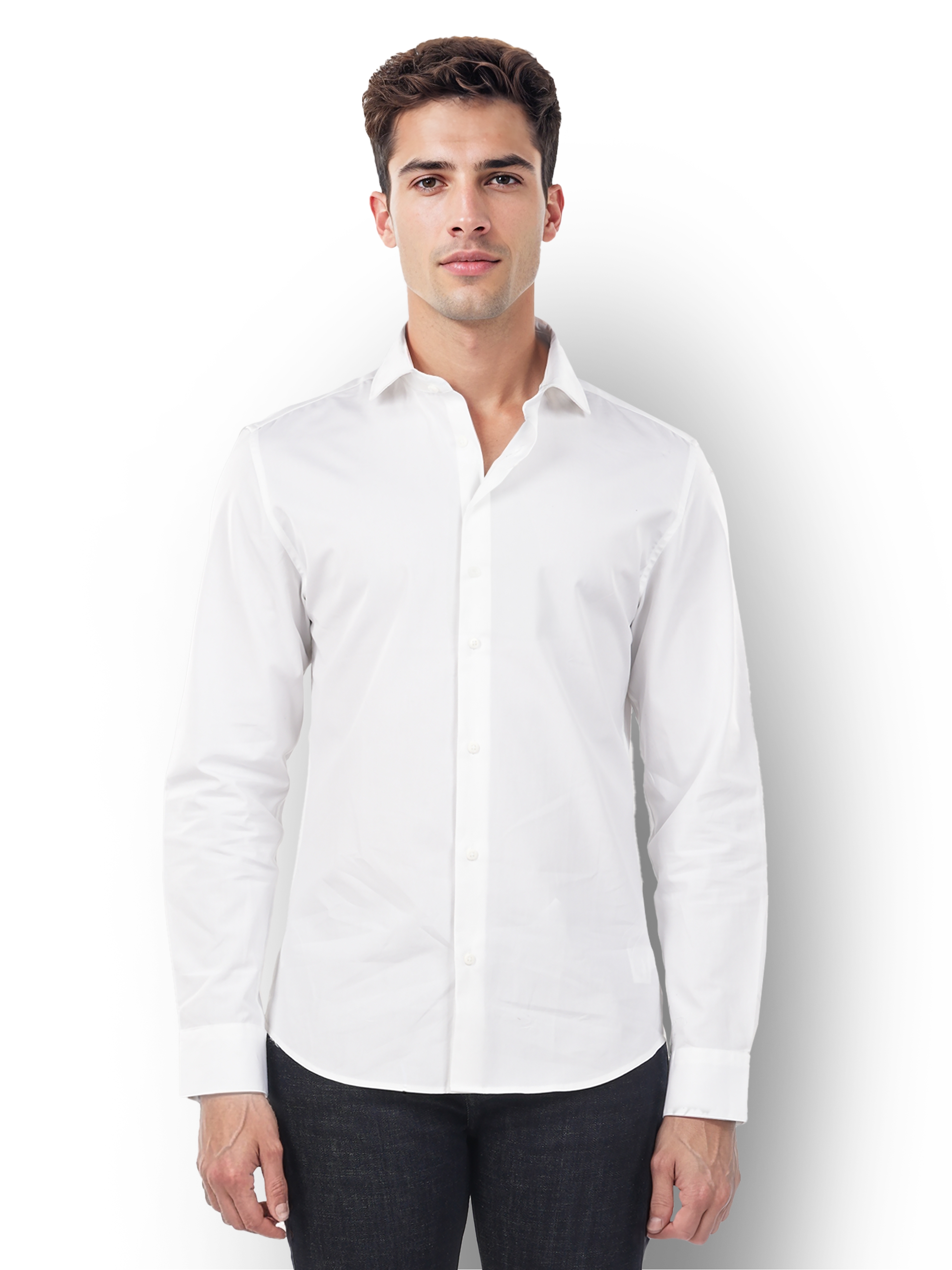 celio | Celio Men White Solid Regular Fit Cotton Formal Shirts