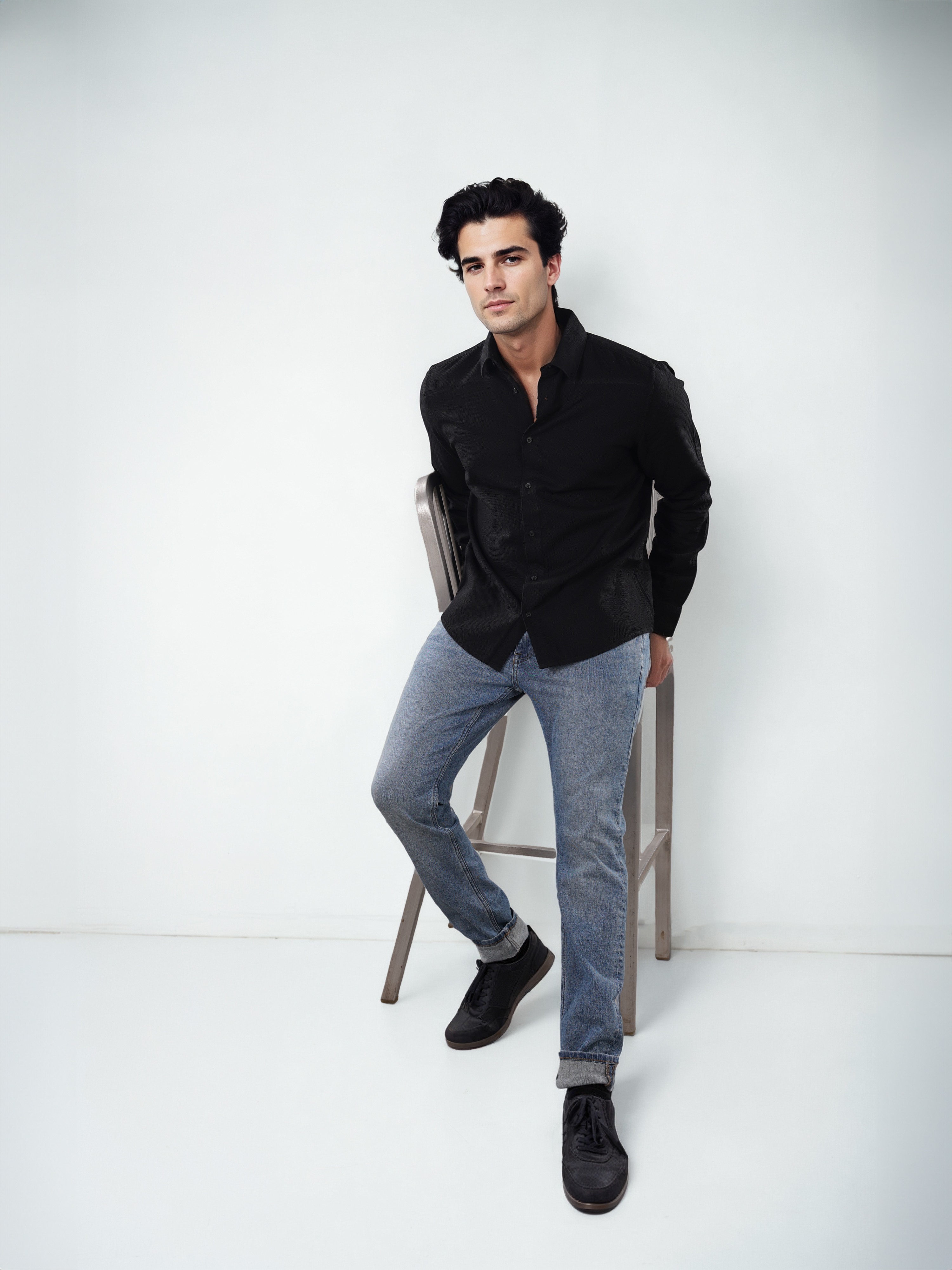 Celio Men Black Solid Regular Fit Cotton Formal Shirt