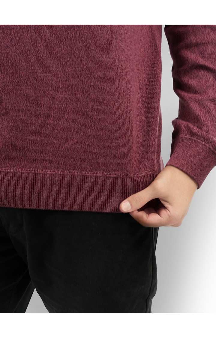Celio Men Red Solid Regular Fit Cotton Sweater