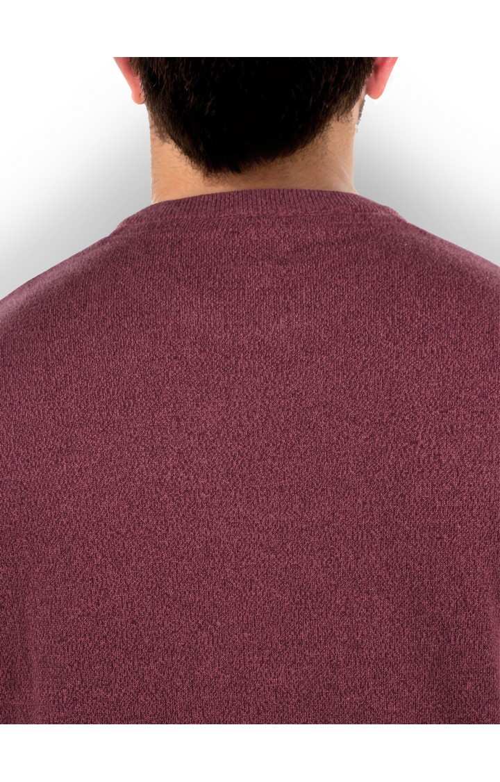 Celio Men Red Solid Regular Fit Cotton Sweater