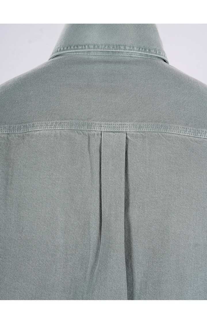 Celio Men Green Solid Regular Fit Cotton Denim Shirts