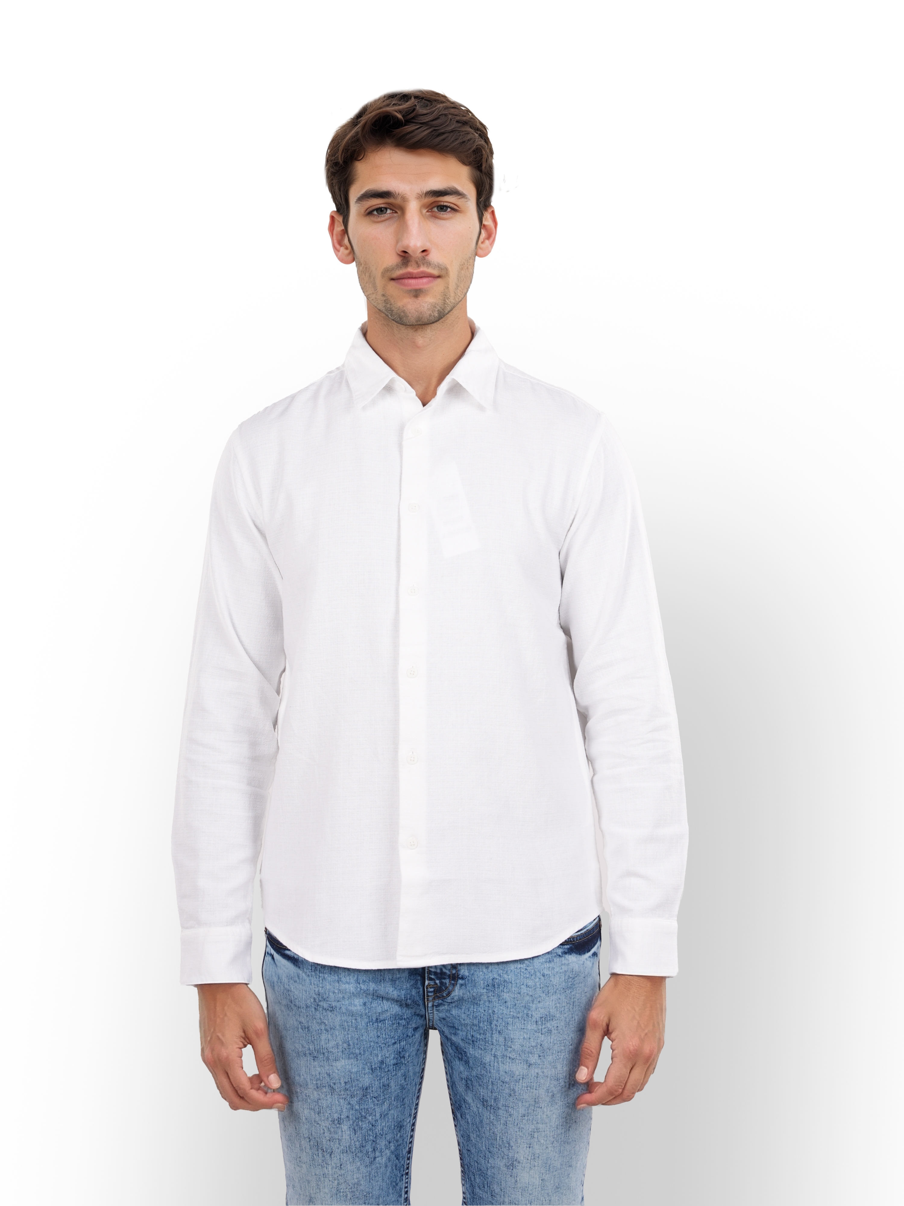celio | Celio Men White Solid Regular Fit Cotton Knit Shirts