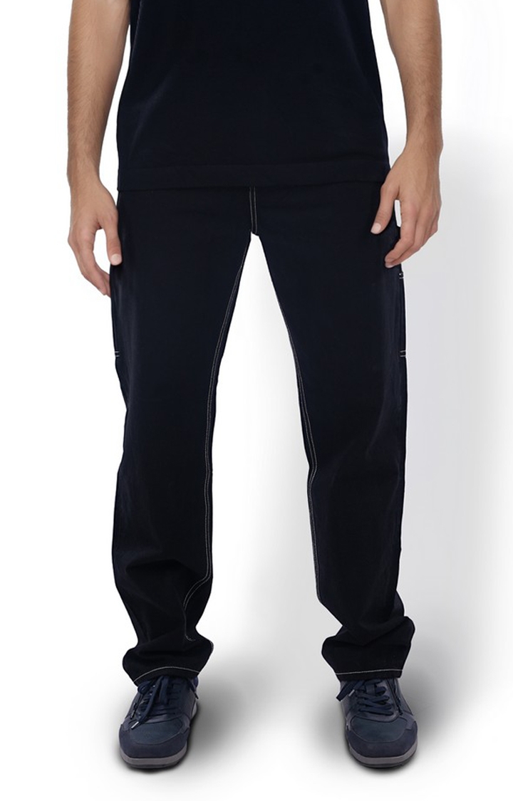 celio | Celio Men Black Solid Regular Fit Cotton Cargo Jeans