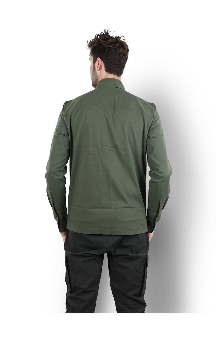 Celio Men Green Solid Regular Fit Cotton Oxford Shirt