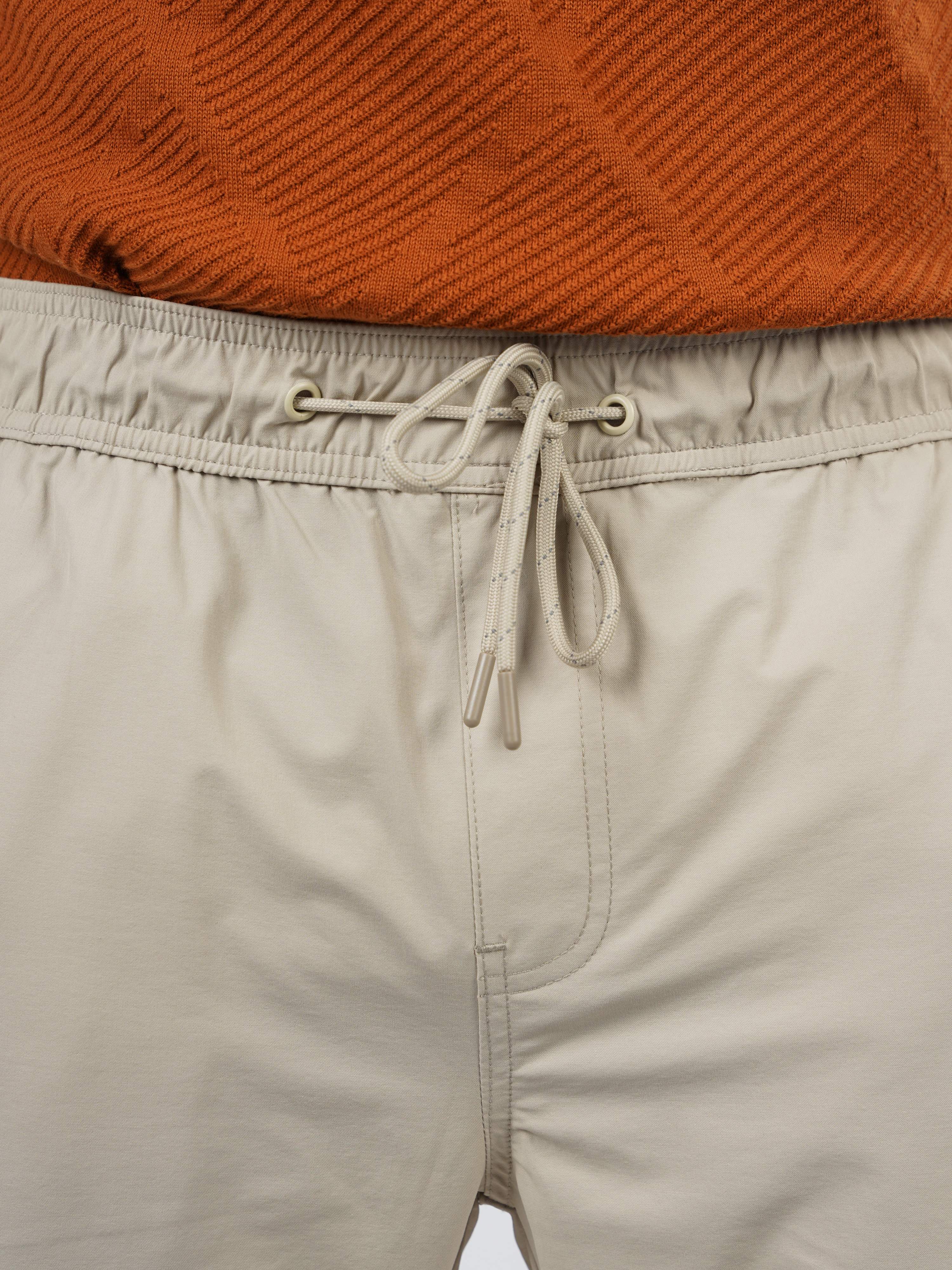 Celio Men Beige Solid Regular Fit Cotton Trousers