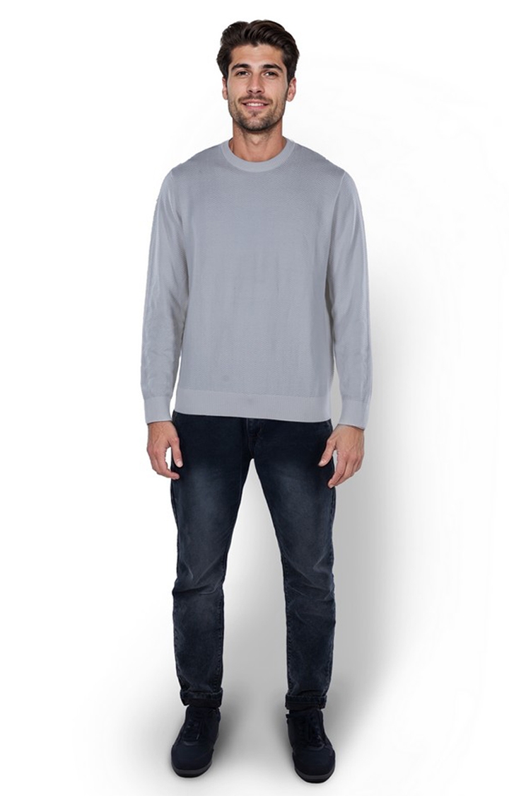 celio | Celio Men Beige Solid Regular Cotton Structured Sweaters
