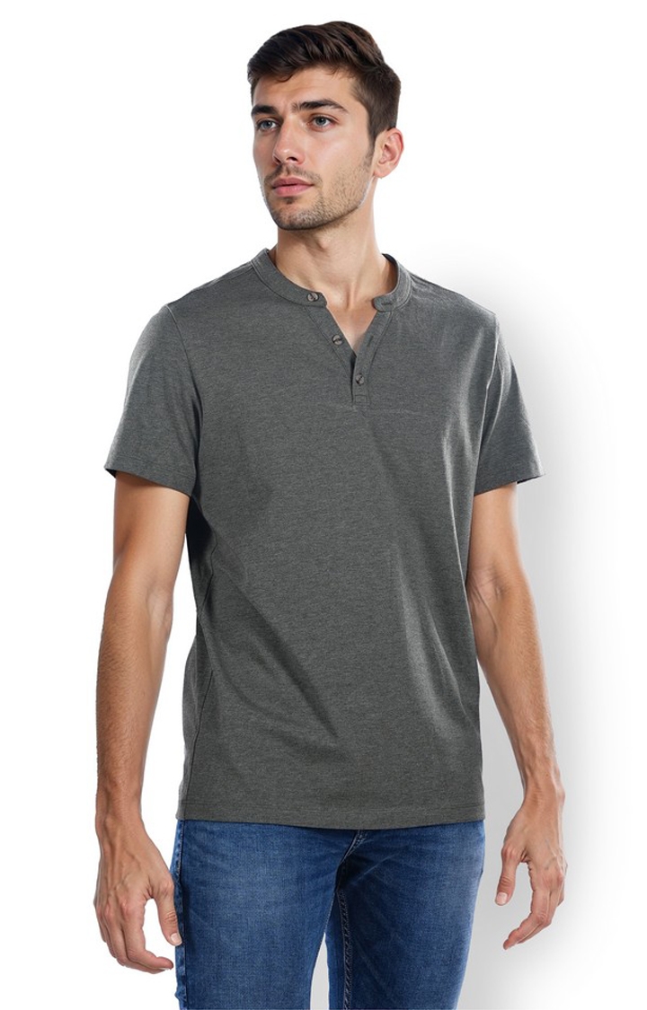 celio | Celio Men Olive Solid Regular Fit Cotton Tshirts