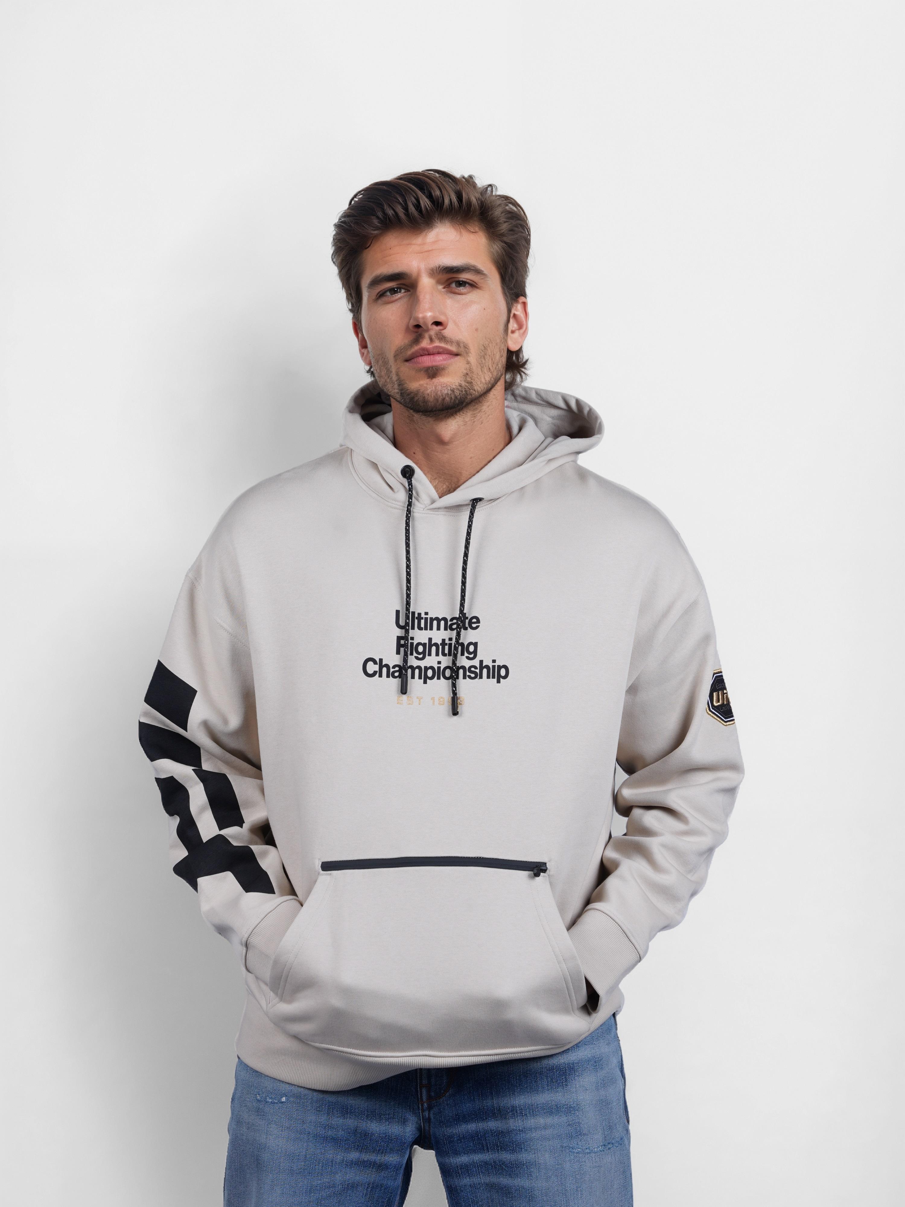 Celio Men Beige Printed Oversized Cotton UFC Sweatshirt