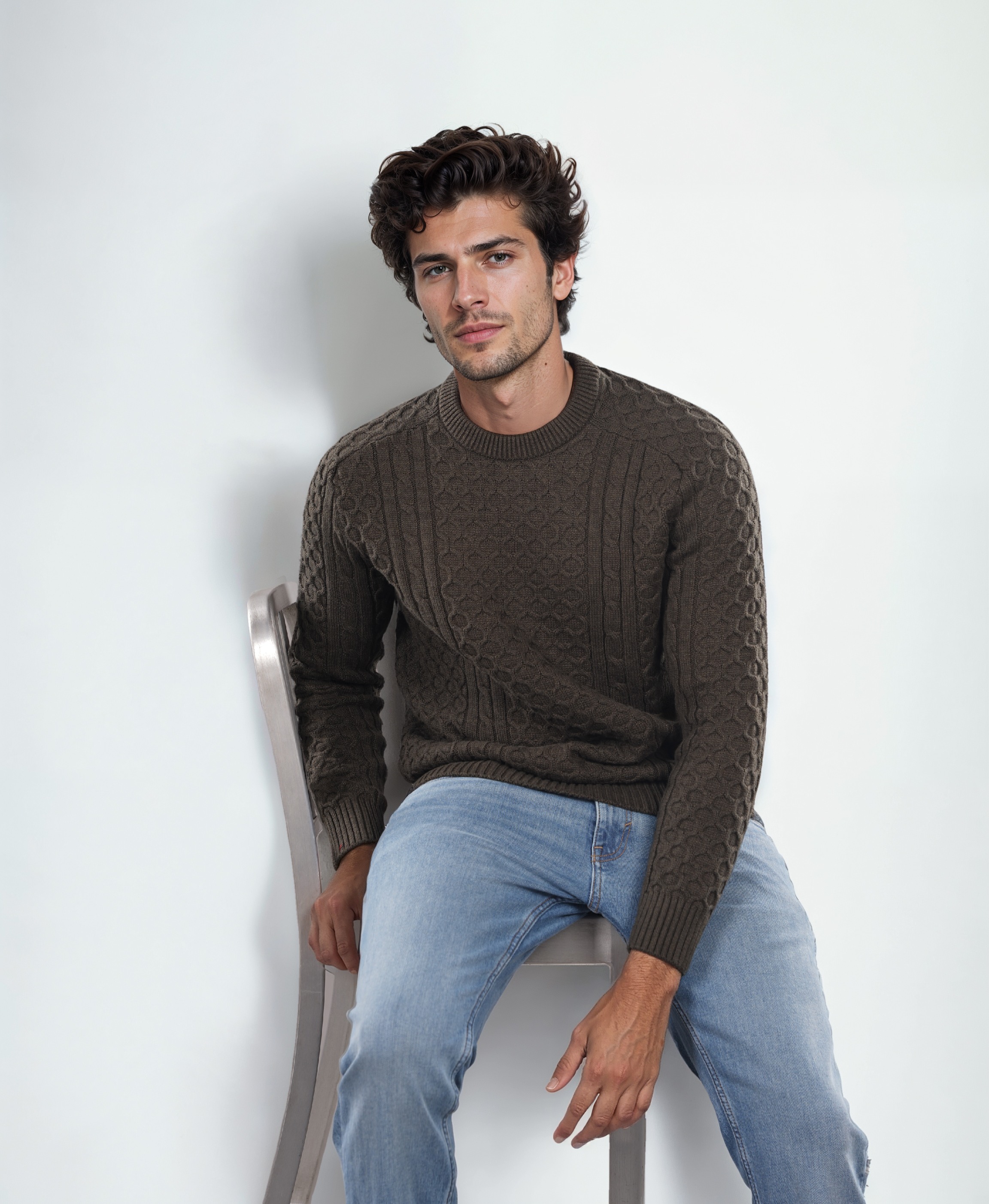Celio Men Olive Solid Regular Cotton Sweater