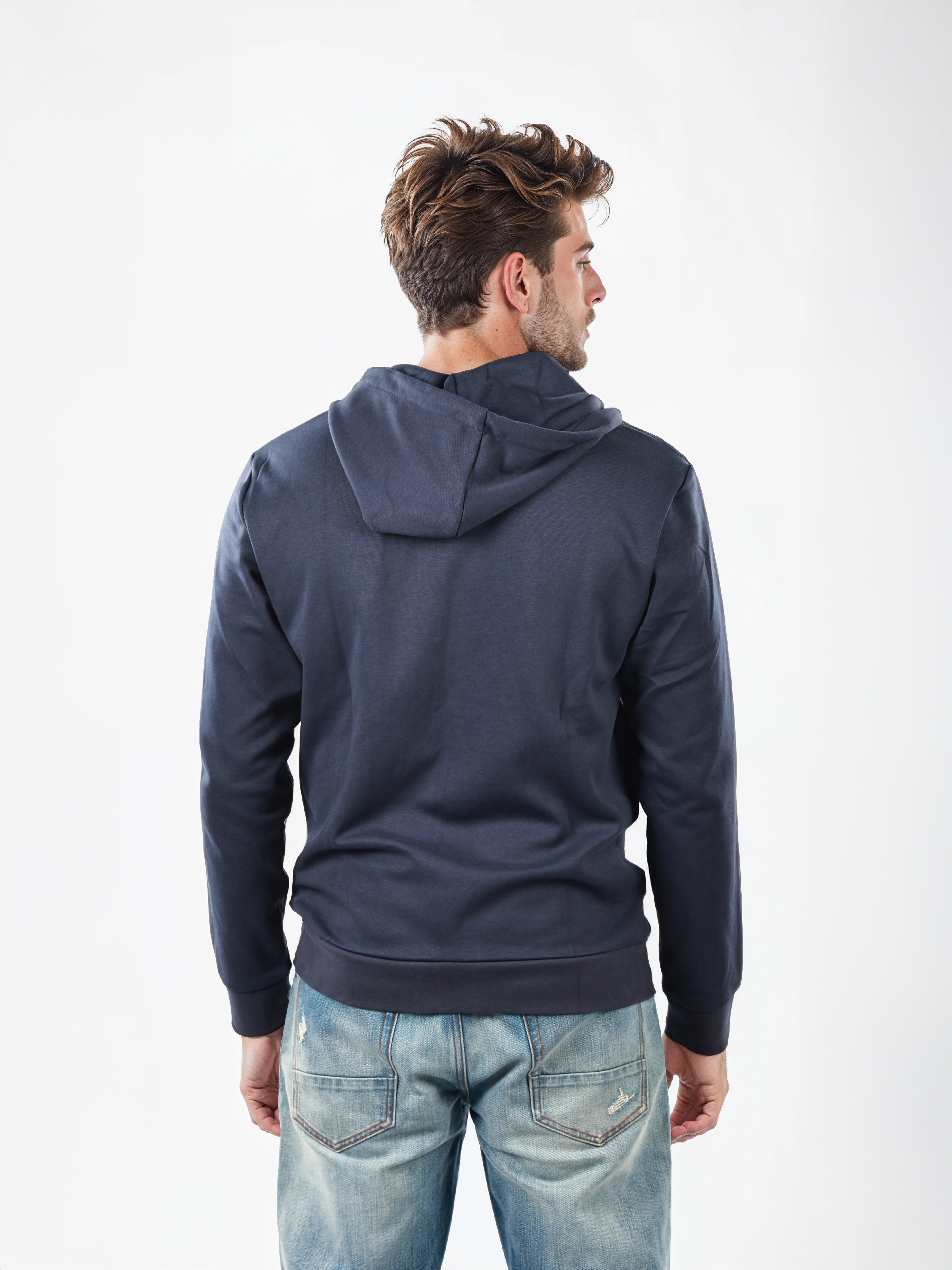 Celio Men Navy Blue Solid Regular Fit Cotton Fashion Sweatshirt