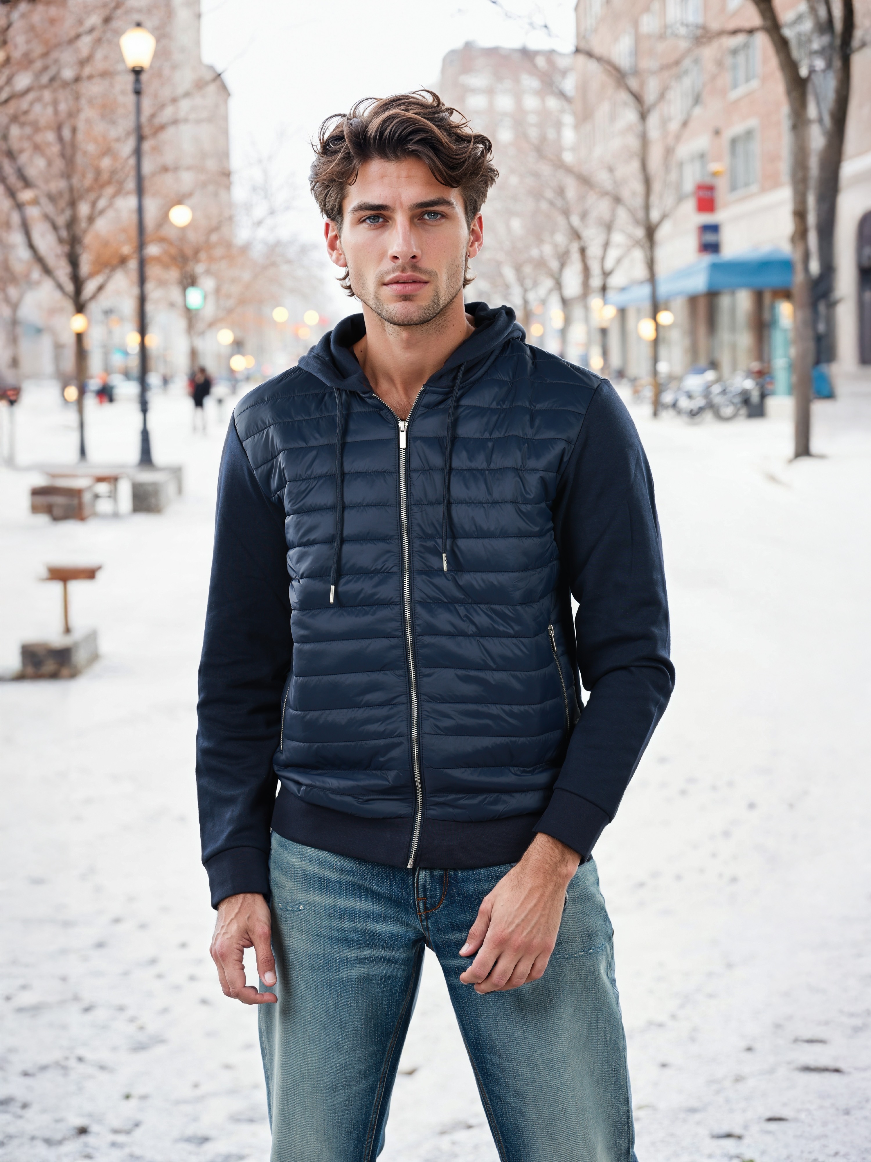 Celio Men Navy Blue Solid Regular Fit Cotton Fashion Sweatshirt