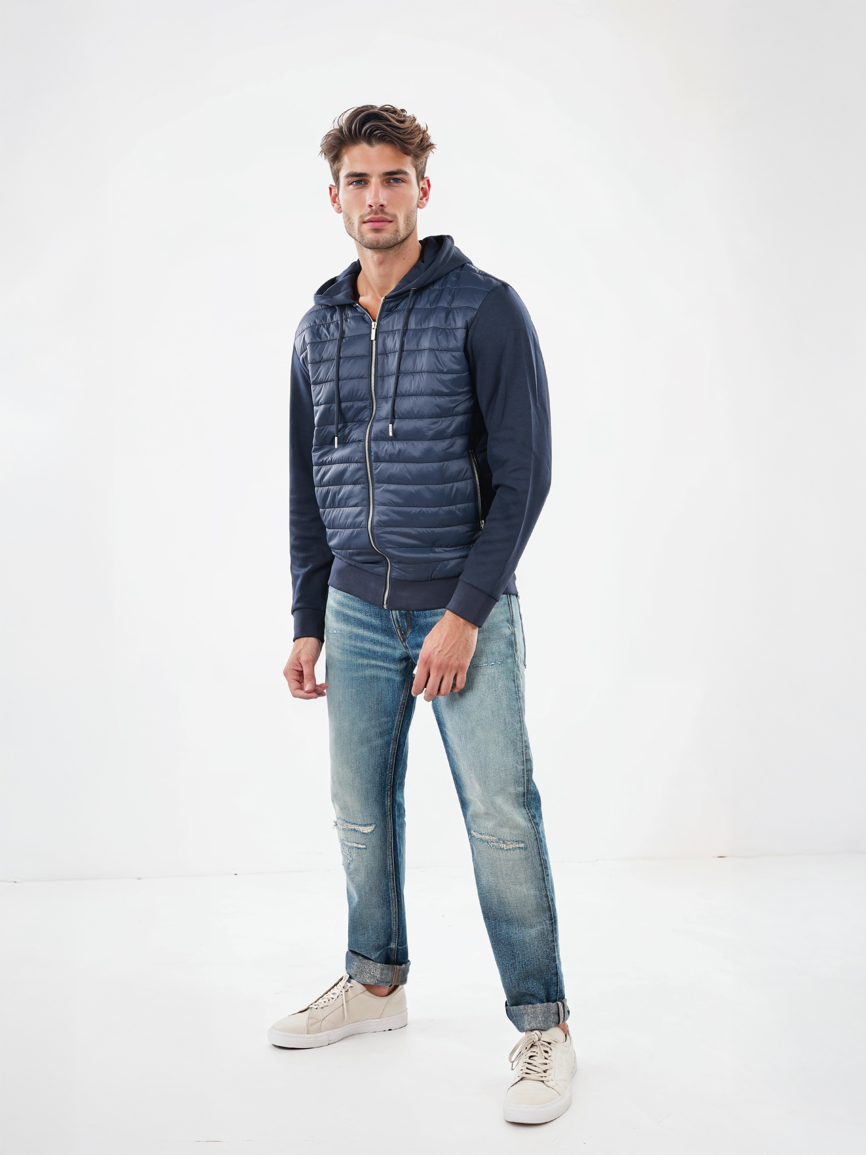 Celio Men Navy Blue Solid Regular Fit Cotton Fashion Sweatshirt