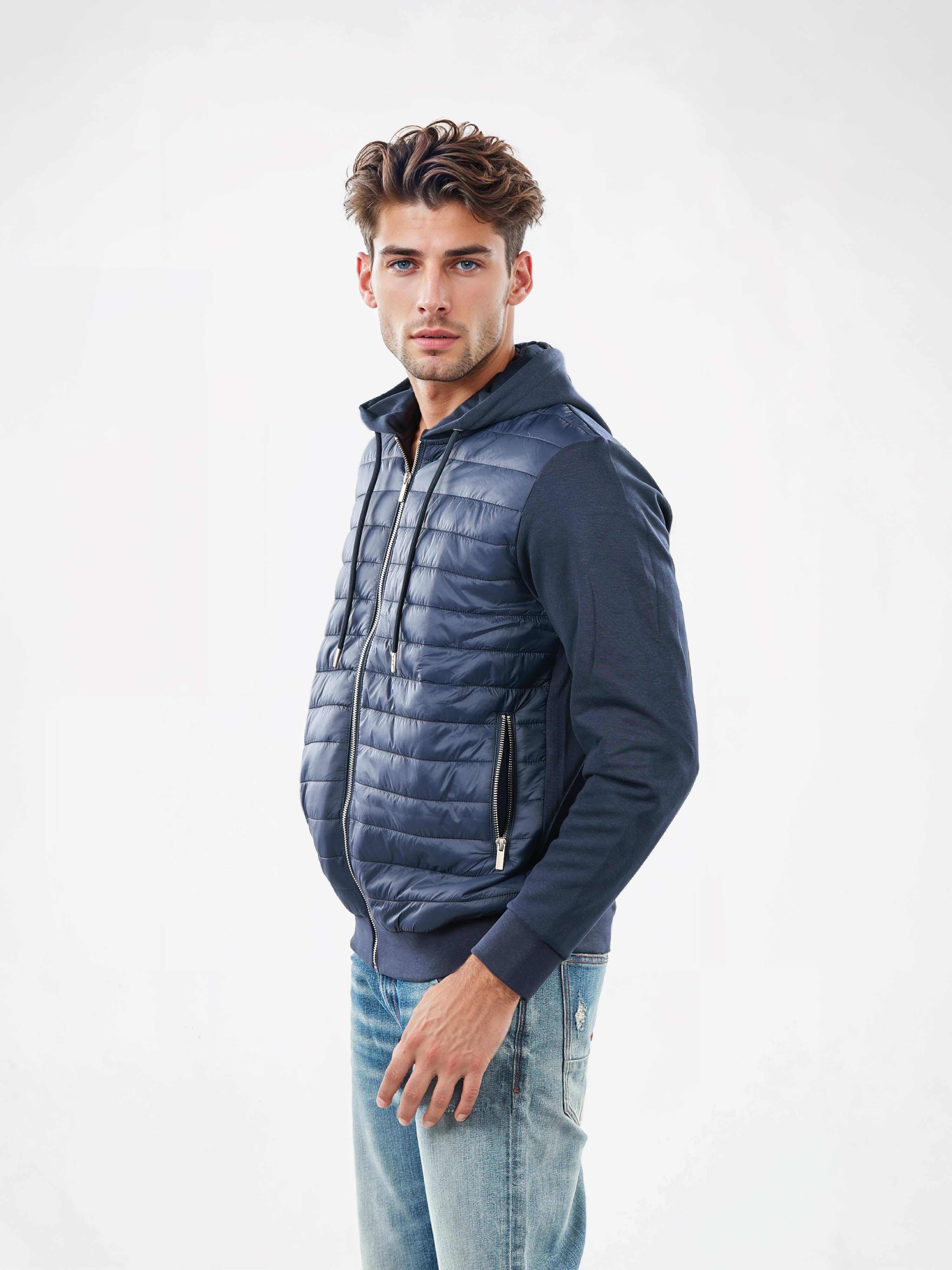 Celio Men Navy Blue Solid Regular Fit Cotton Fashion Sweatshirt