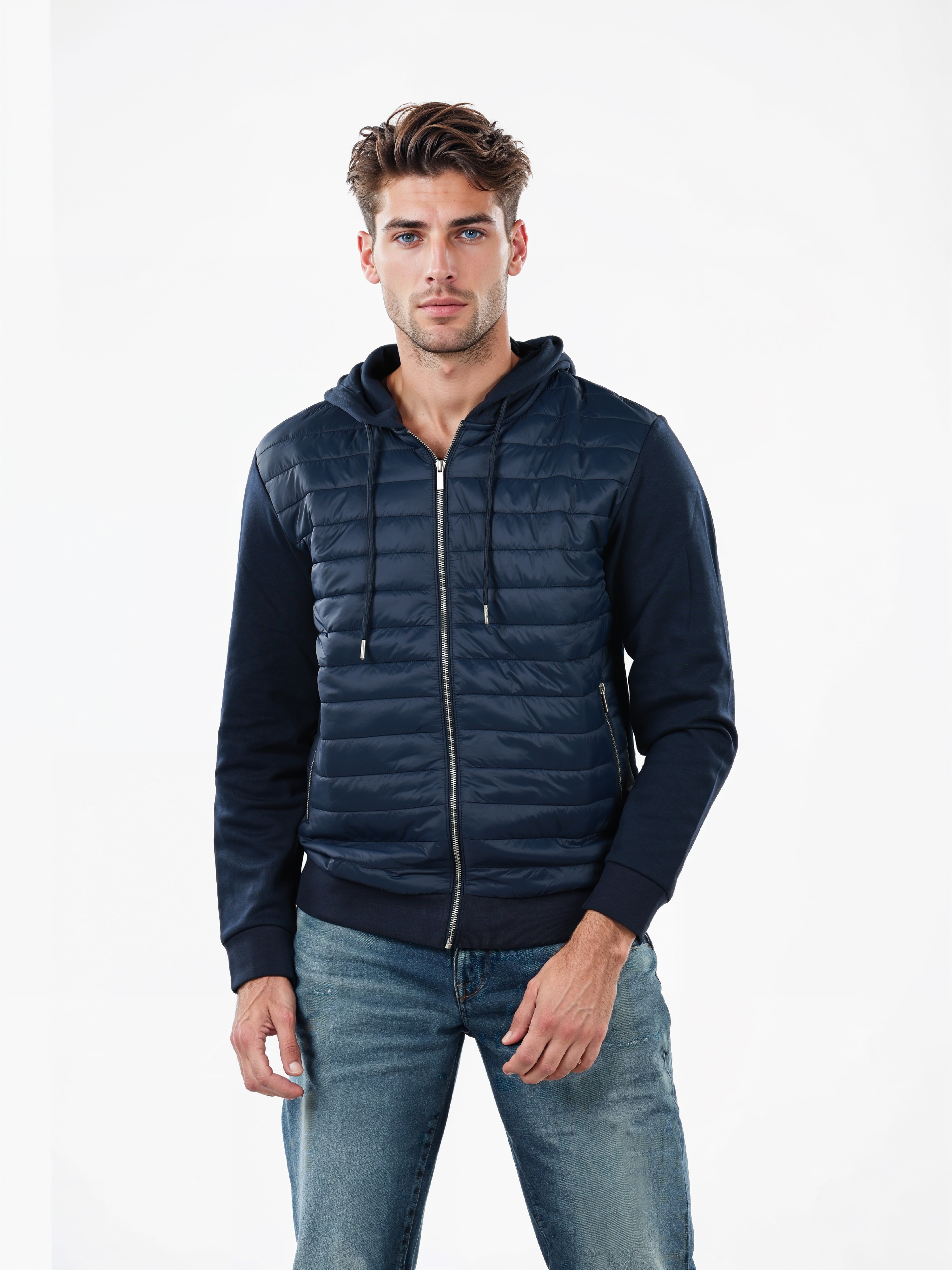 Celio Men Navy Blue Solid Regular Fit Cotton Fashion Sweatshirt