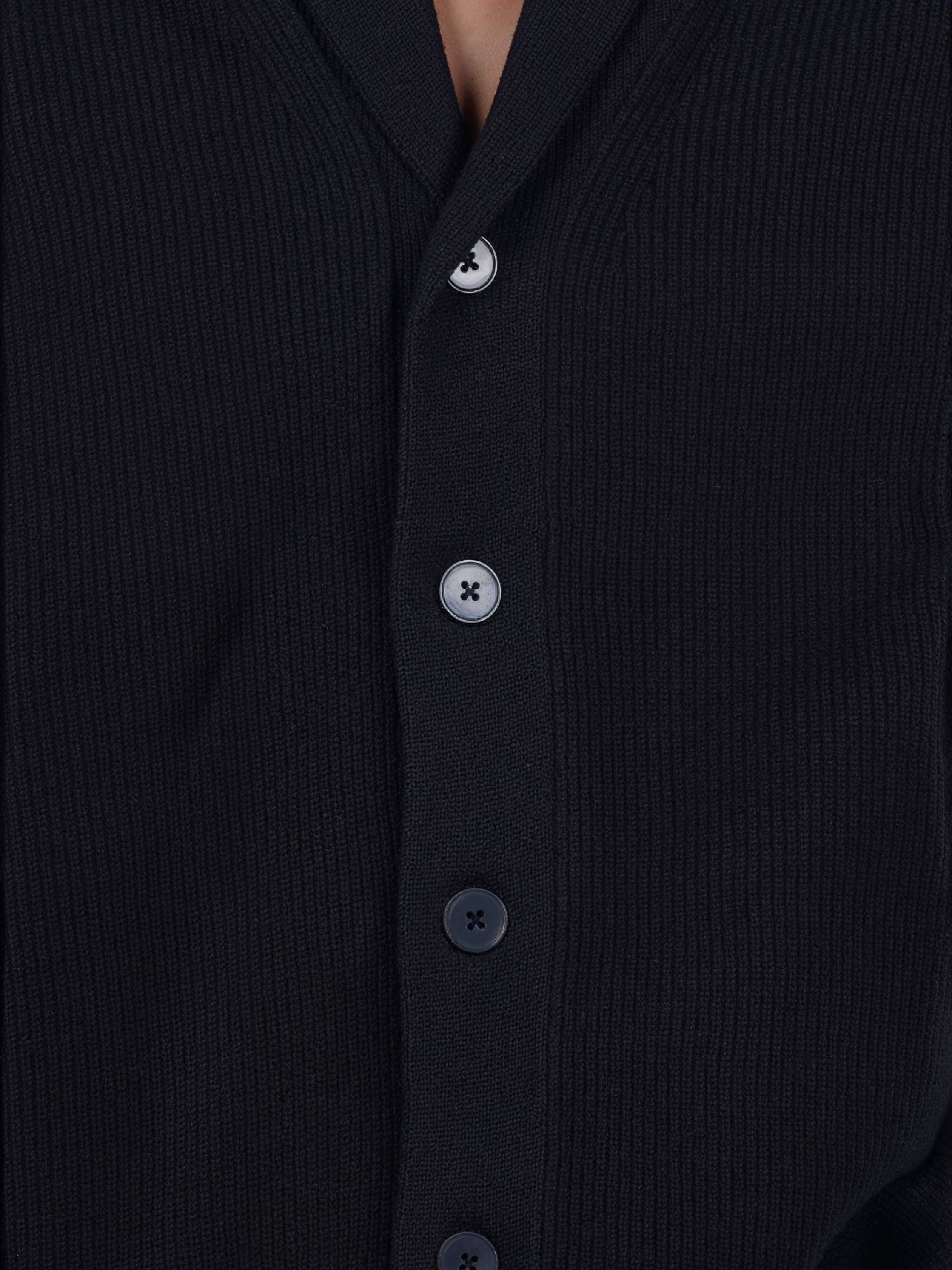 Celio Men Black Solid Relaxed Fit Polyester Cardigan