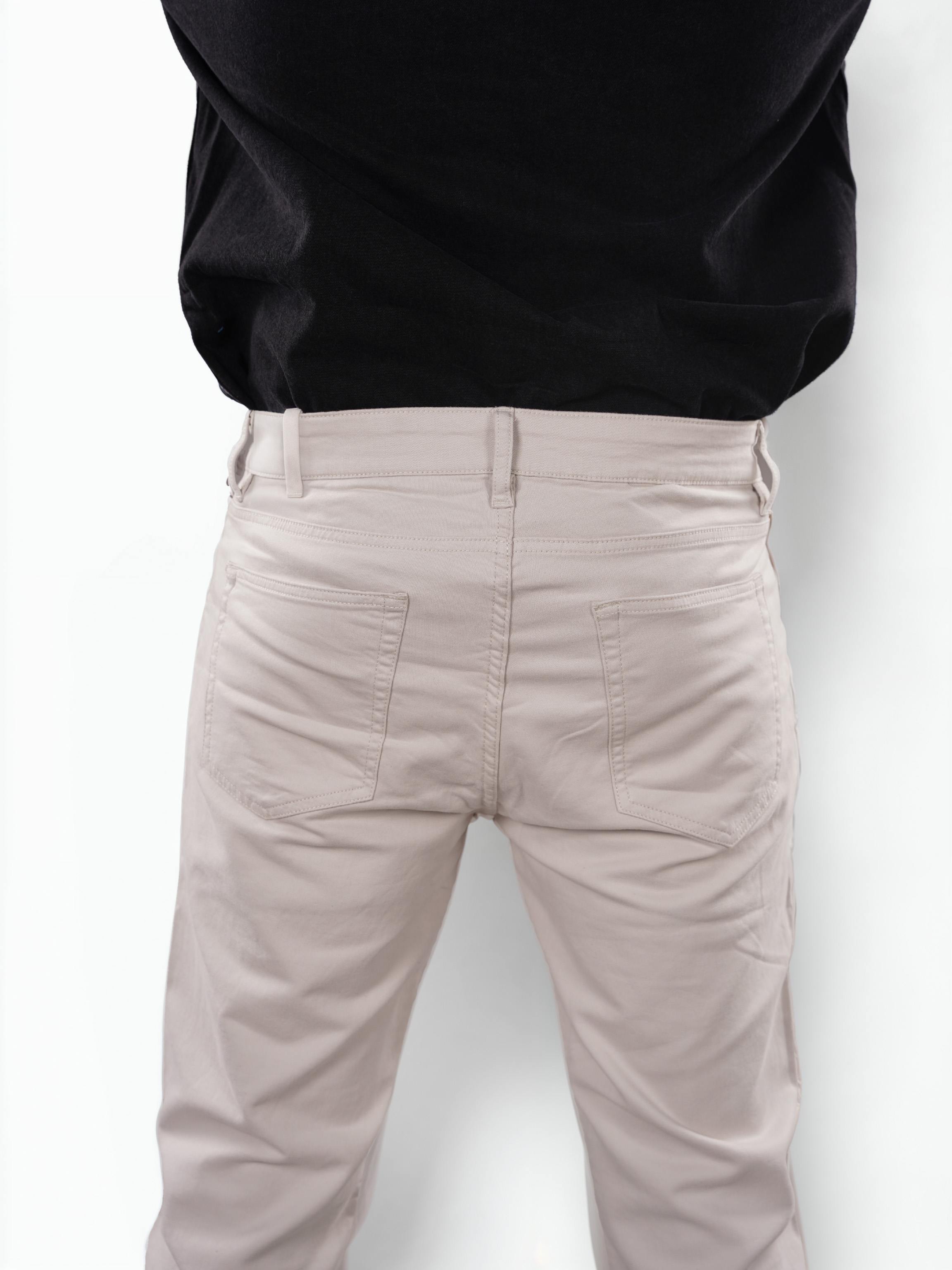 Celio Men Beige Solid Slim Fit Cotton Colored Trousers