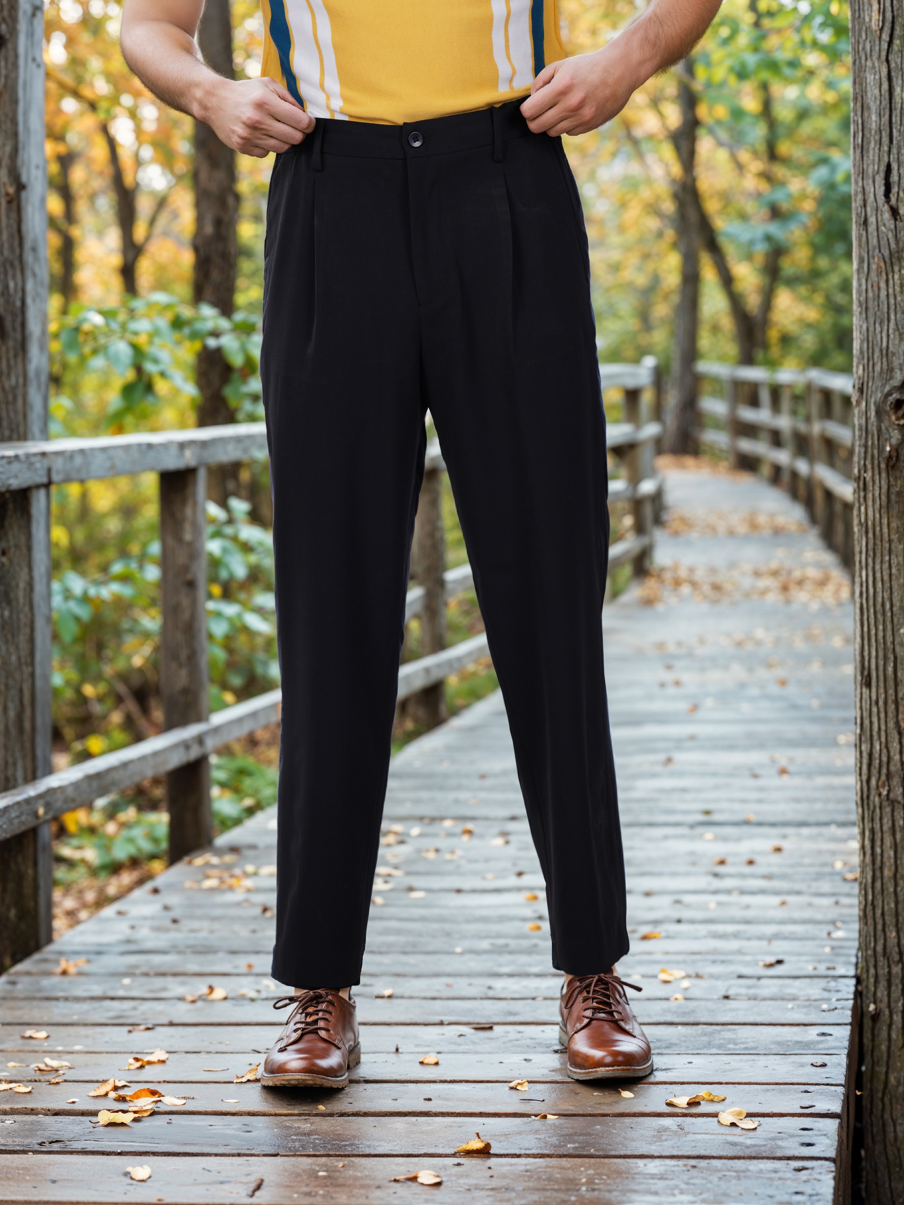 Celio Men Black Solid Regular Fit Polyester Formal Trouser