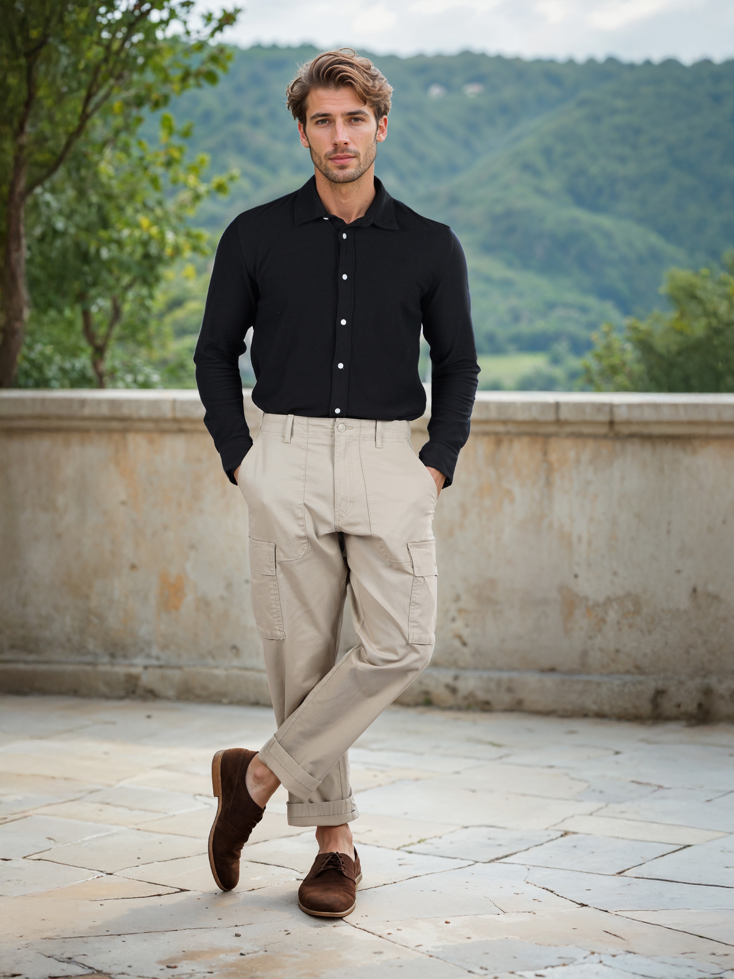 Celio Men Beige Solid Slim Fit Cotton Cargos