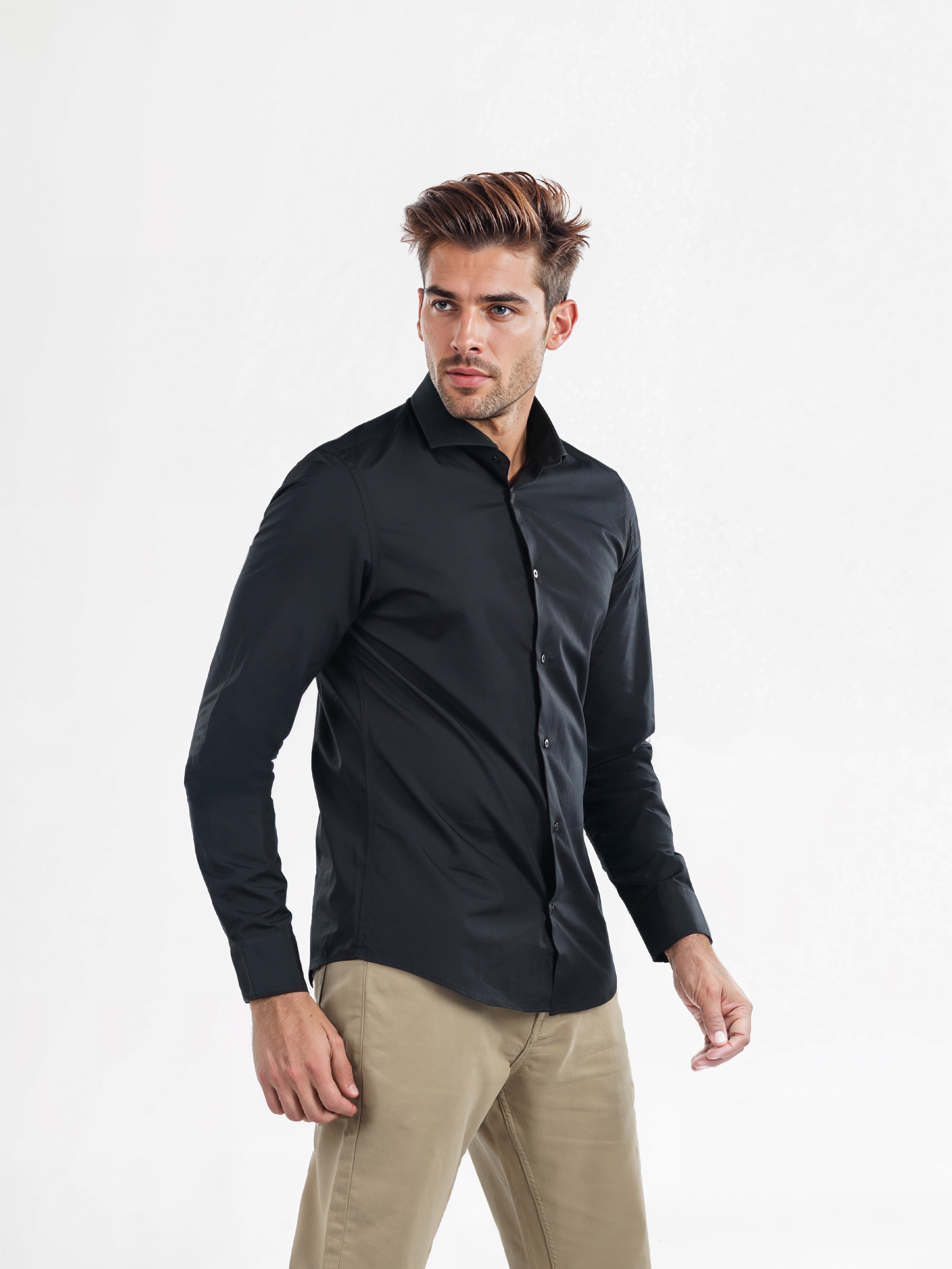 Celio Men Black Solid Slim Fit Cotton Formal Shirt