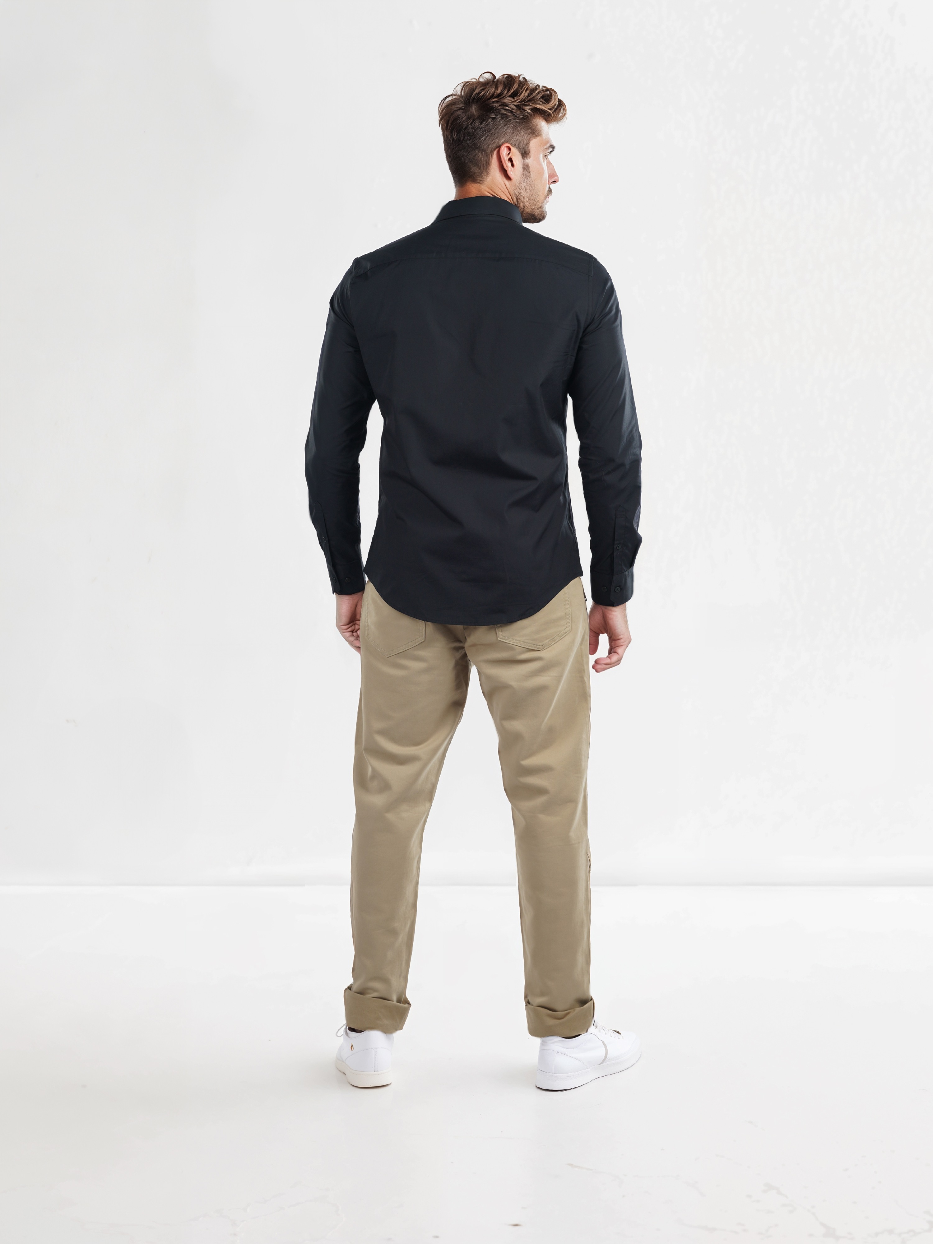 Celio Men Black Solid Slim Fit Cotton Formal Shirt