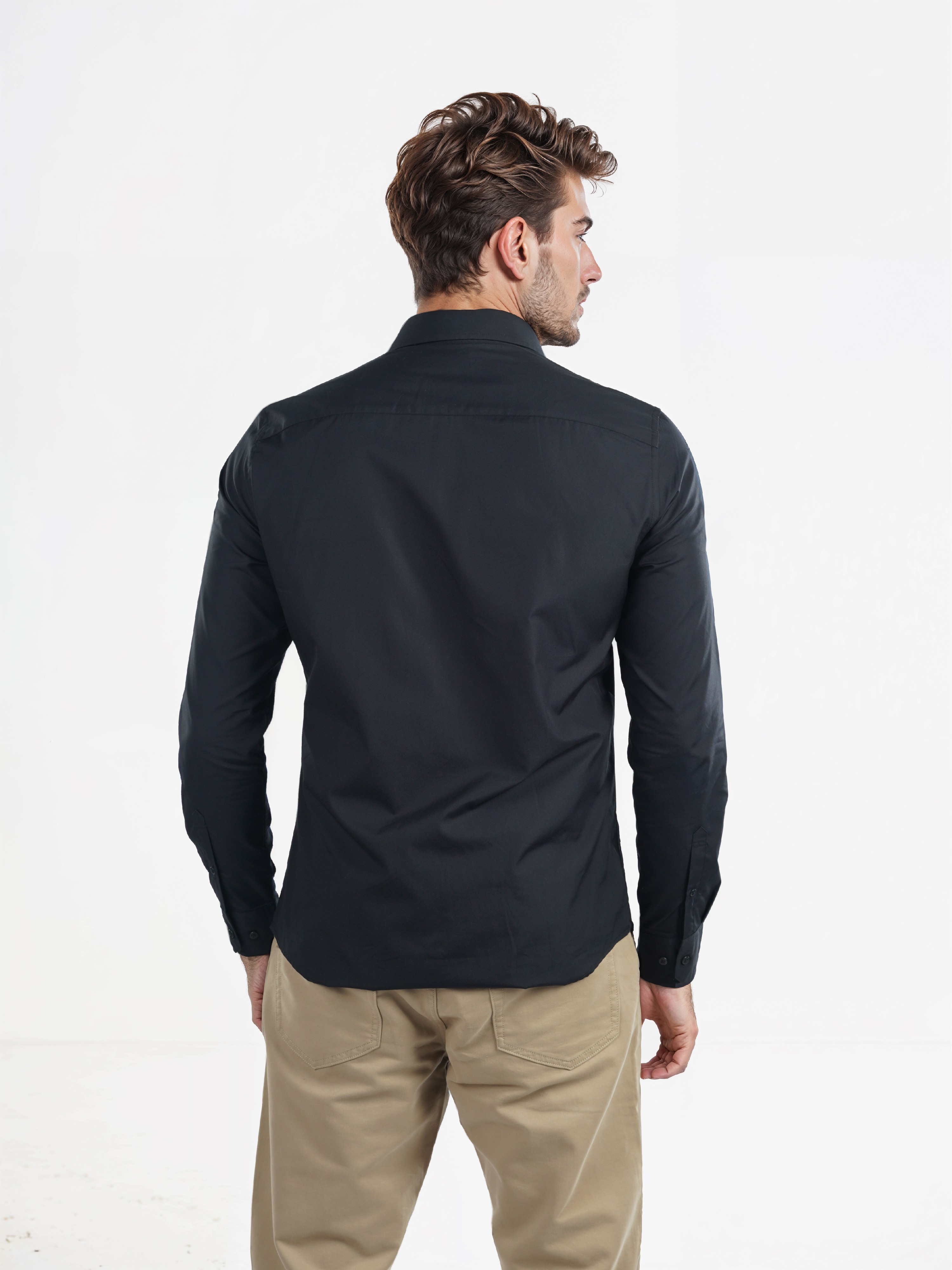 Celio Men Black Solid Slim Fit Cotton Formal Shirt
