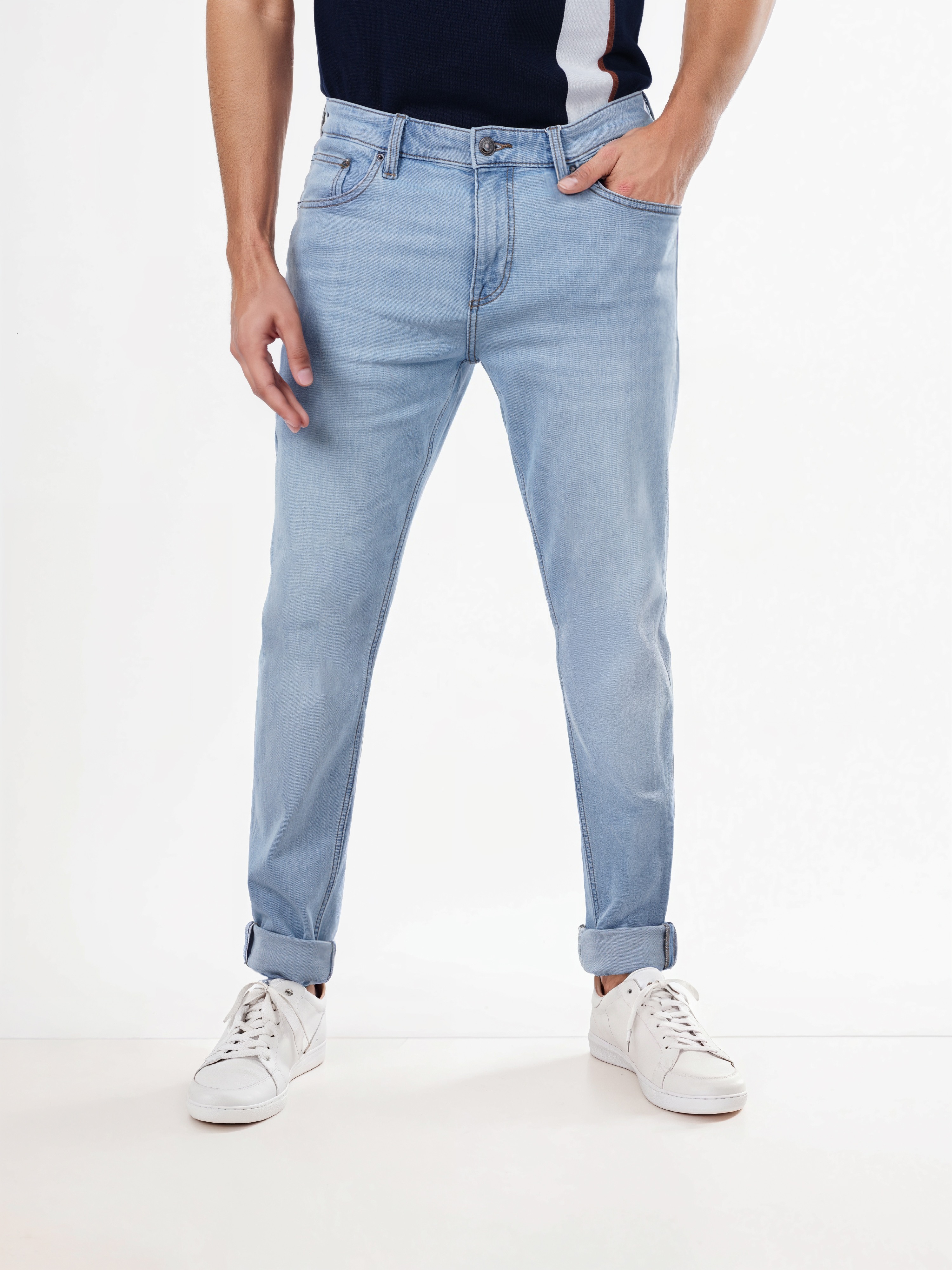 Celio Men Blue Solid Skinny Fit Cotton Jeans