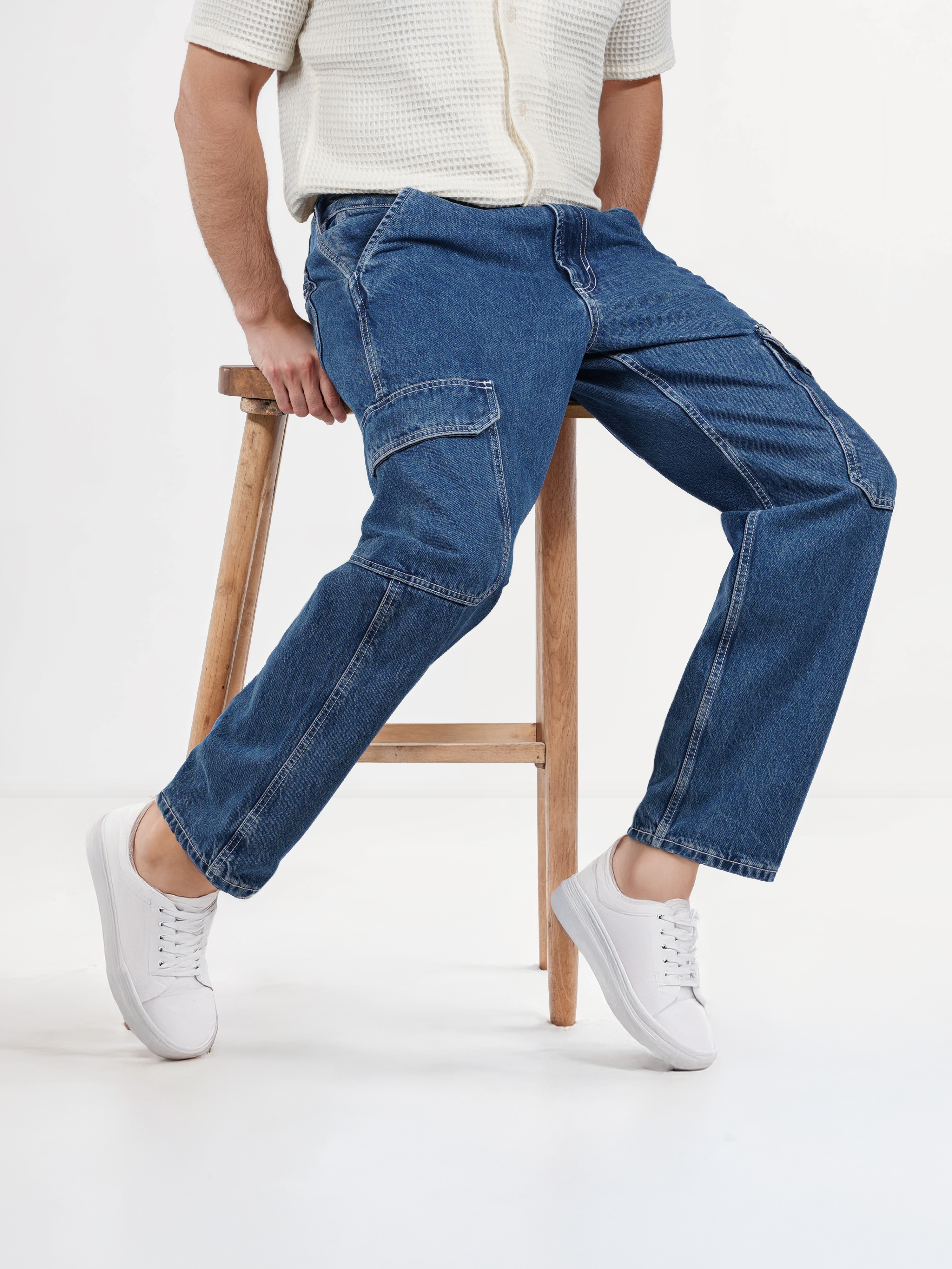Celio Men Grey Solid Relaxed Fit Cotton Jeans