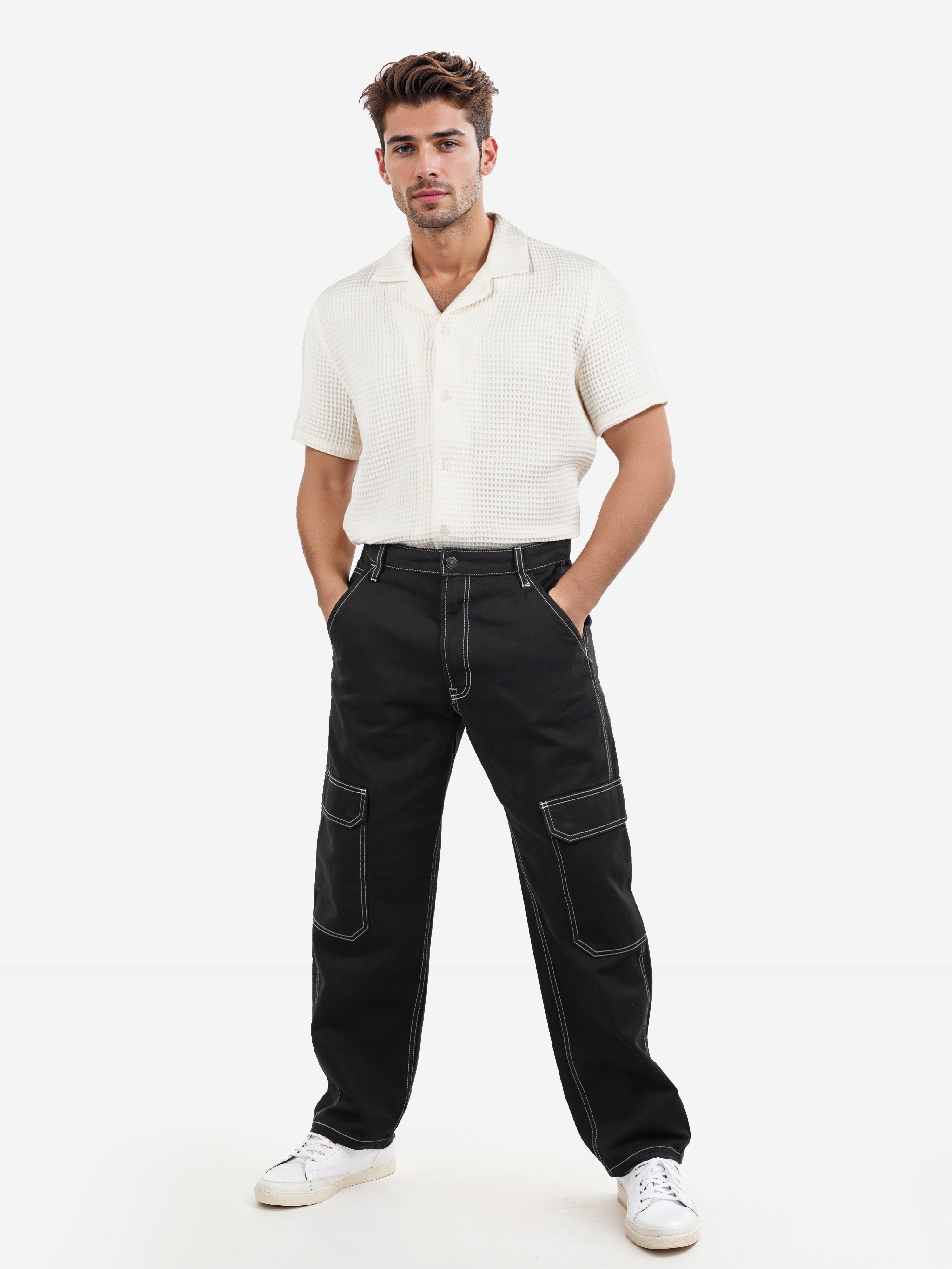 Celio Men Black Solid Relaxed Fit Cotton Jeans