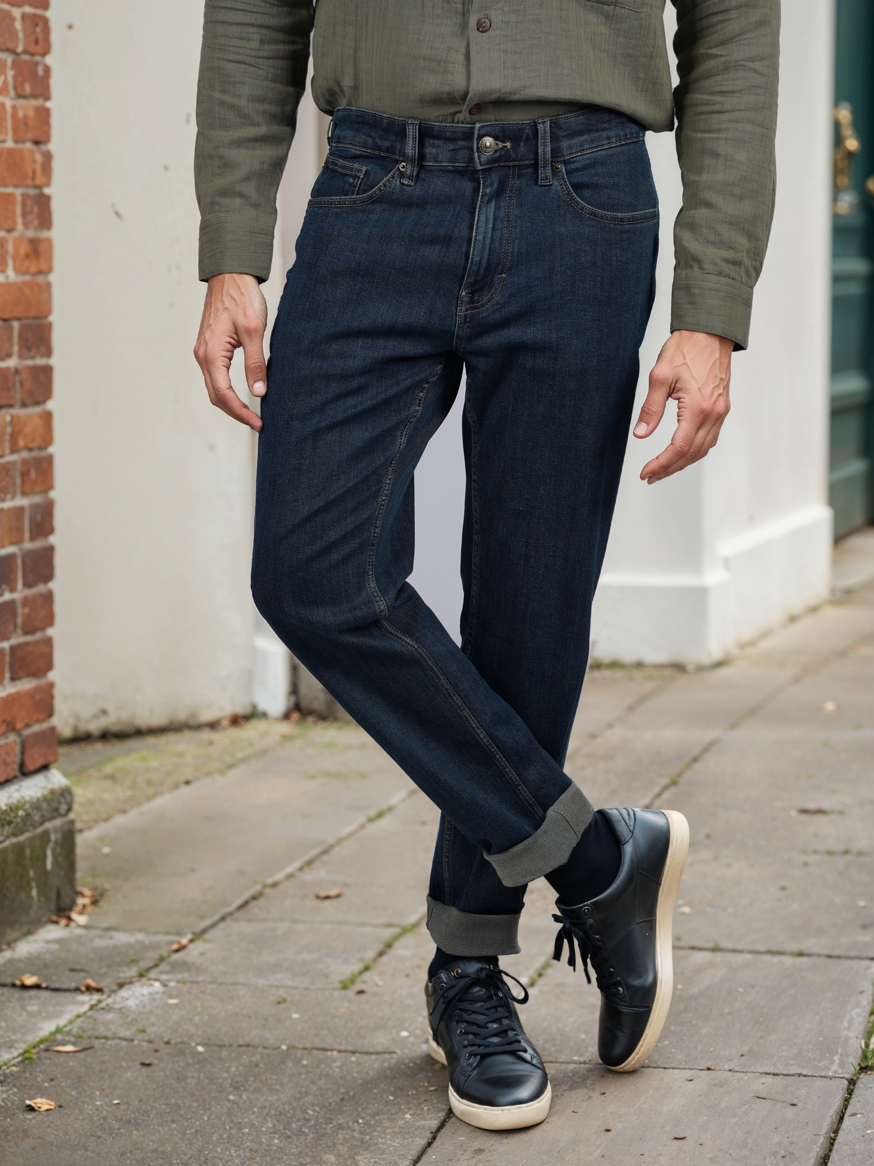 Celio Men Blue Solid Regular Fit Cotton Jeans