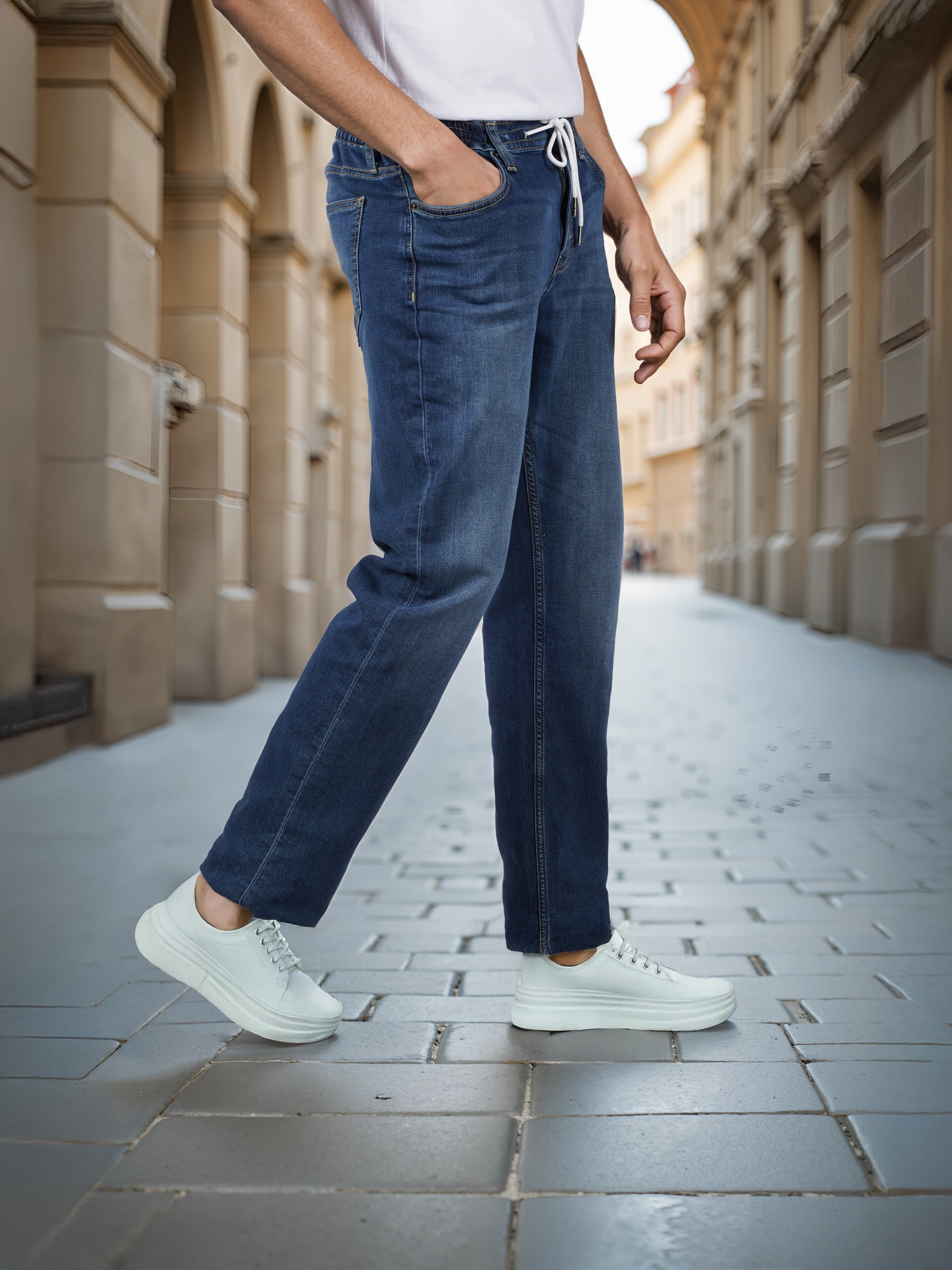 Celio Men Blue Solid Slim Fit Cotton Jogger Jeans