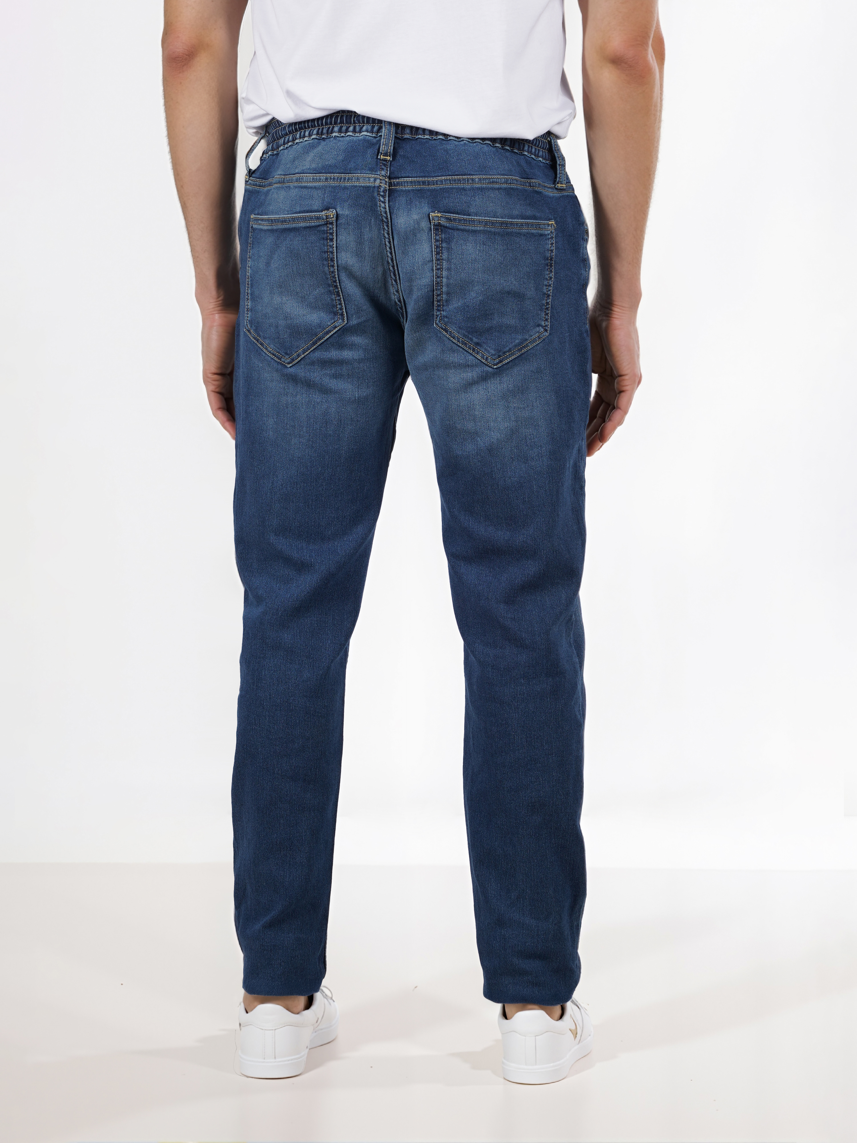 Celio Men Blue Solid Slim Fit Cotton Jogger Jeans
