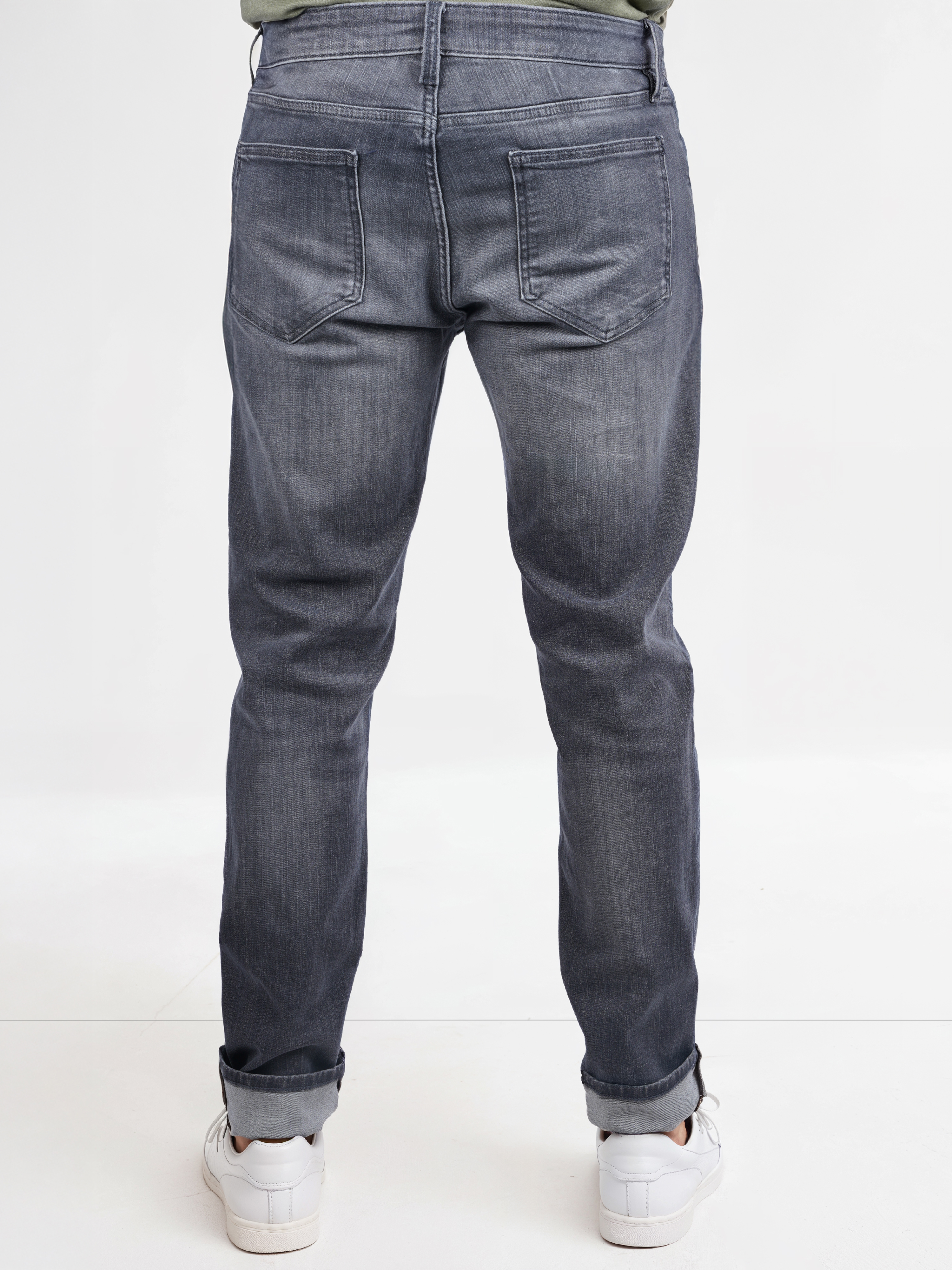 Celio Men Grey Solid Slim Fit Button and Zip Cotton Jeans