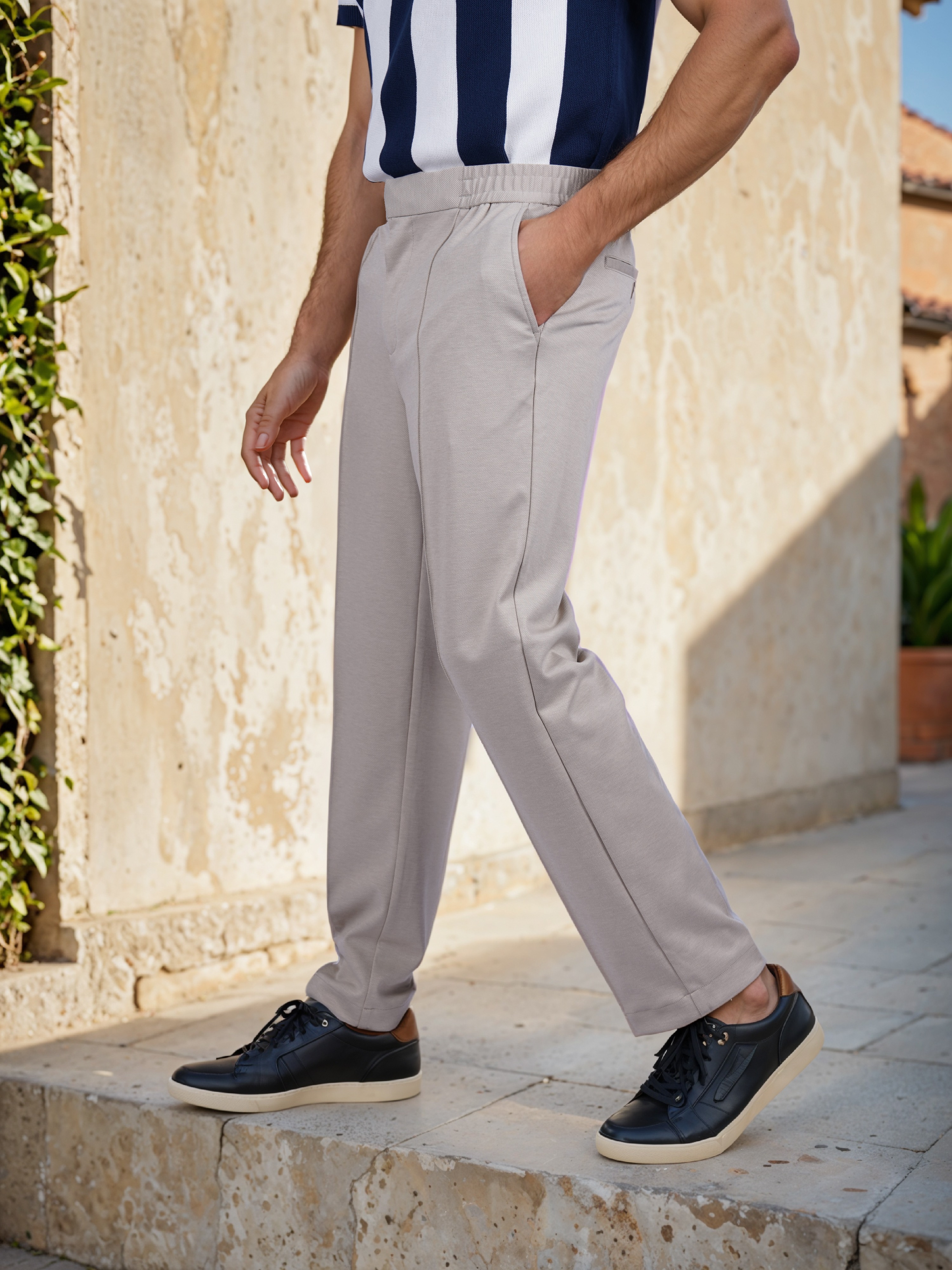 Celio Men Beige Solid Regular Fit Viscose Rayon Fashion Trouser
