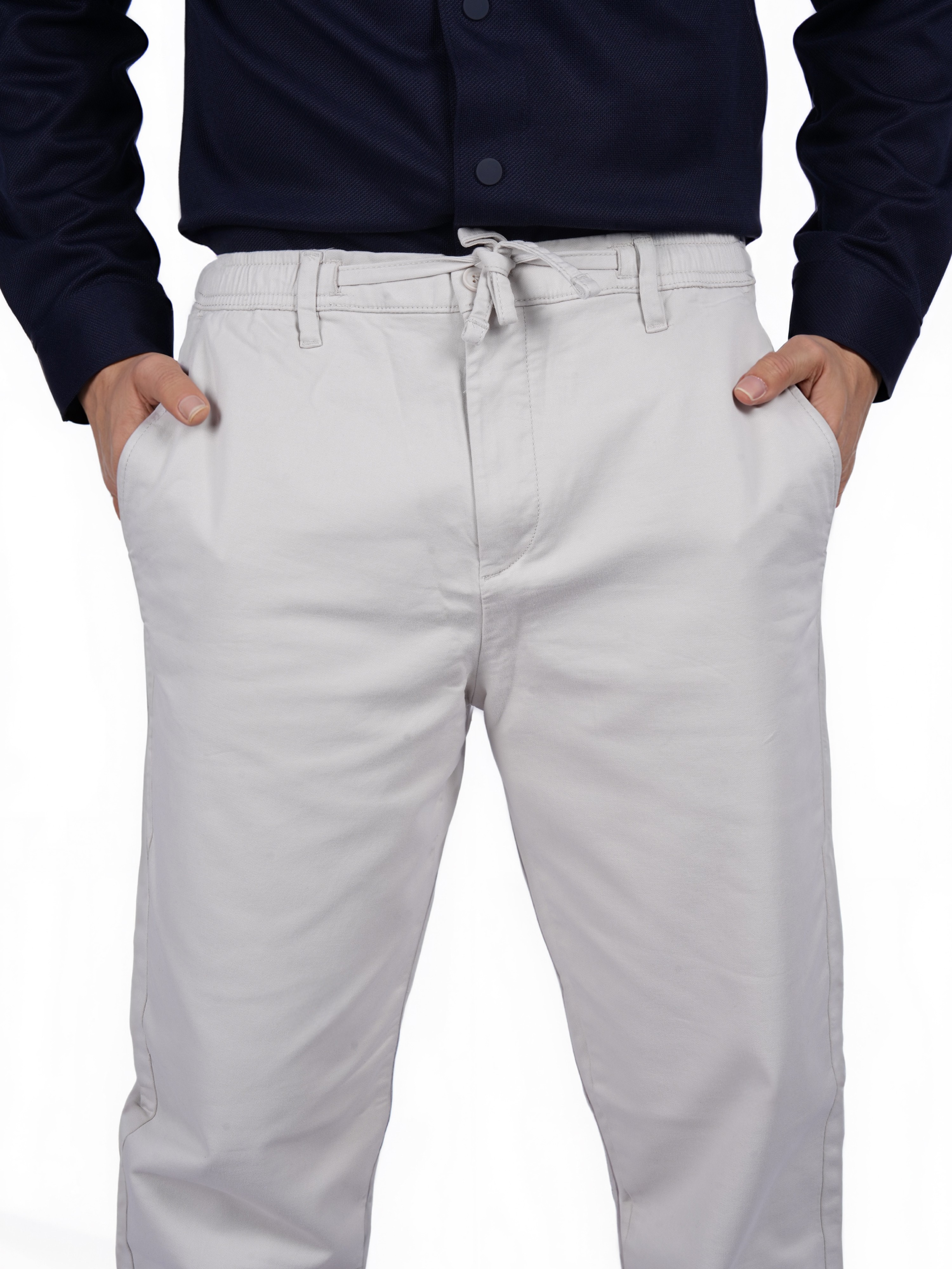 Celio Men Beige Solid Slim Fit Cotton Mid-Rise Fashion Trouser