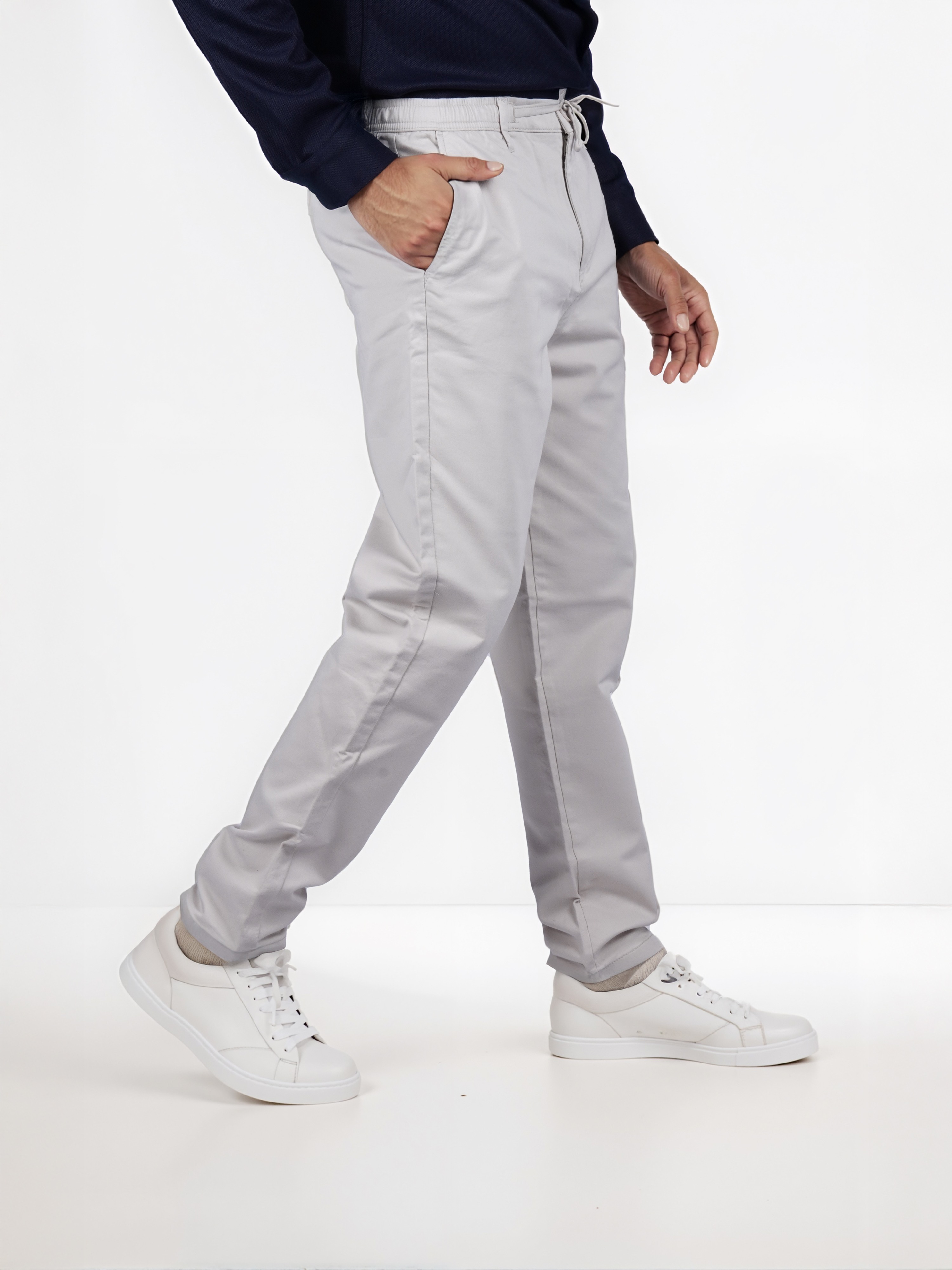 Celio Men Beige Solid Slim Fit Cotton Mid-Rise Fashion Trouser
