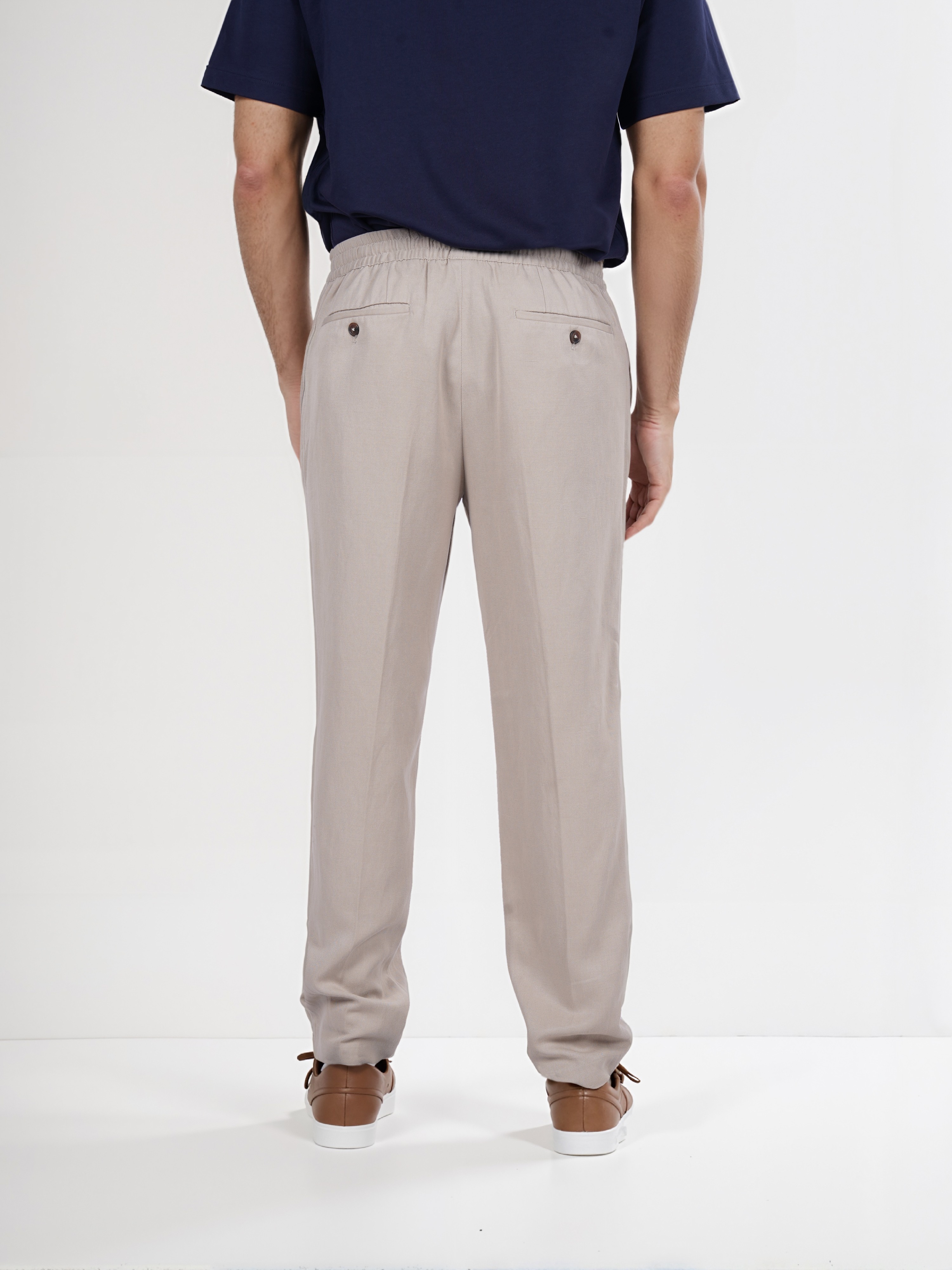 Celio Men Beige Solid Slim Fit Lyocell Suit Trouser