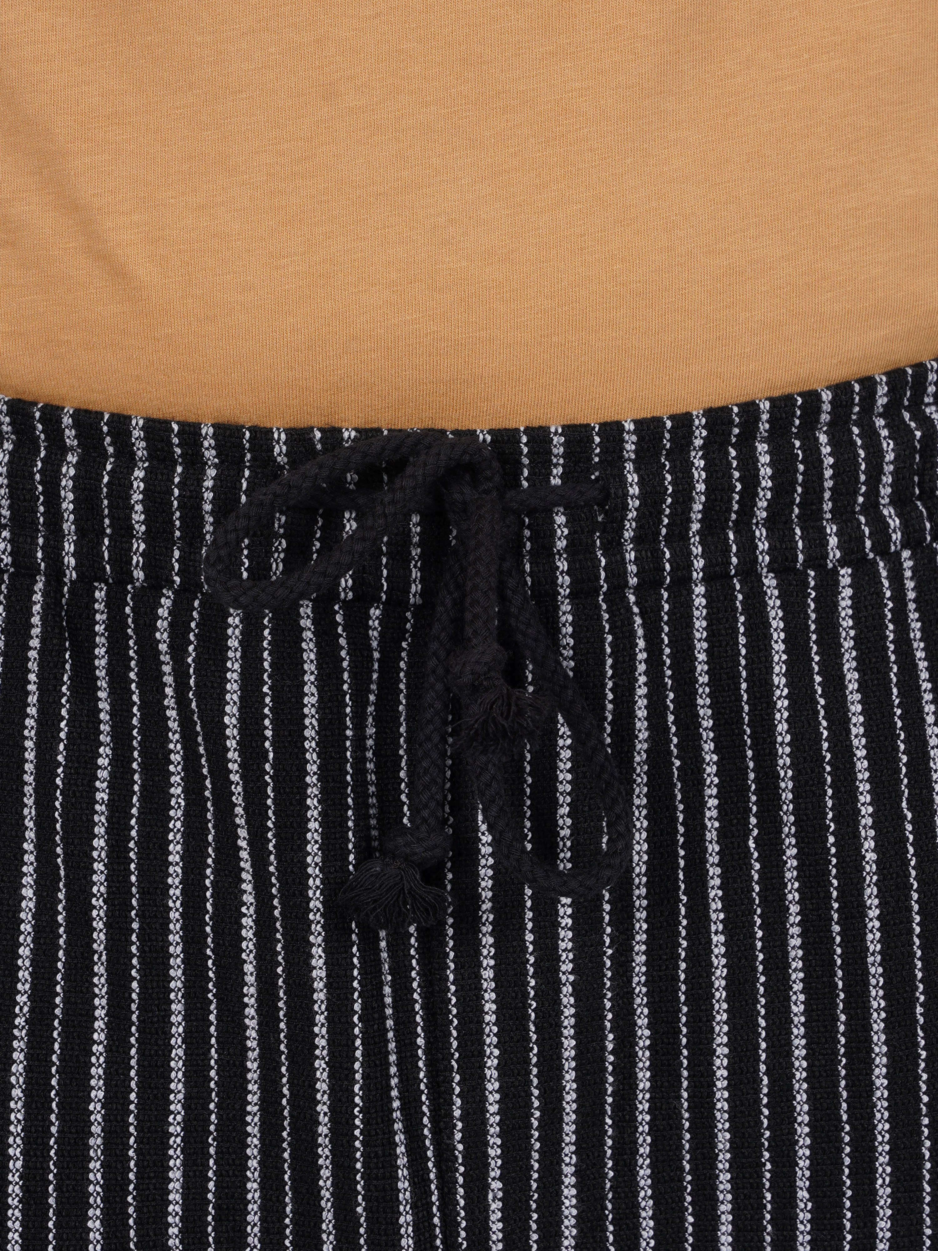 Celio Men Black Striped Relaxed Fit Polyester Jog Trouser