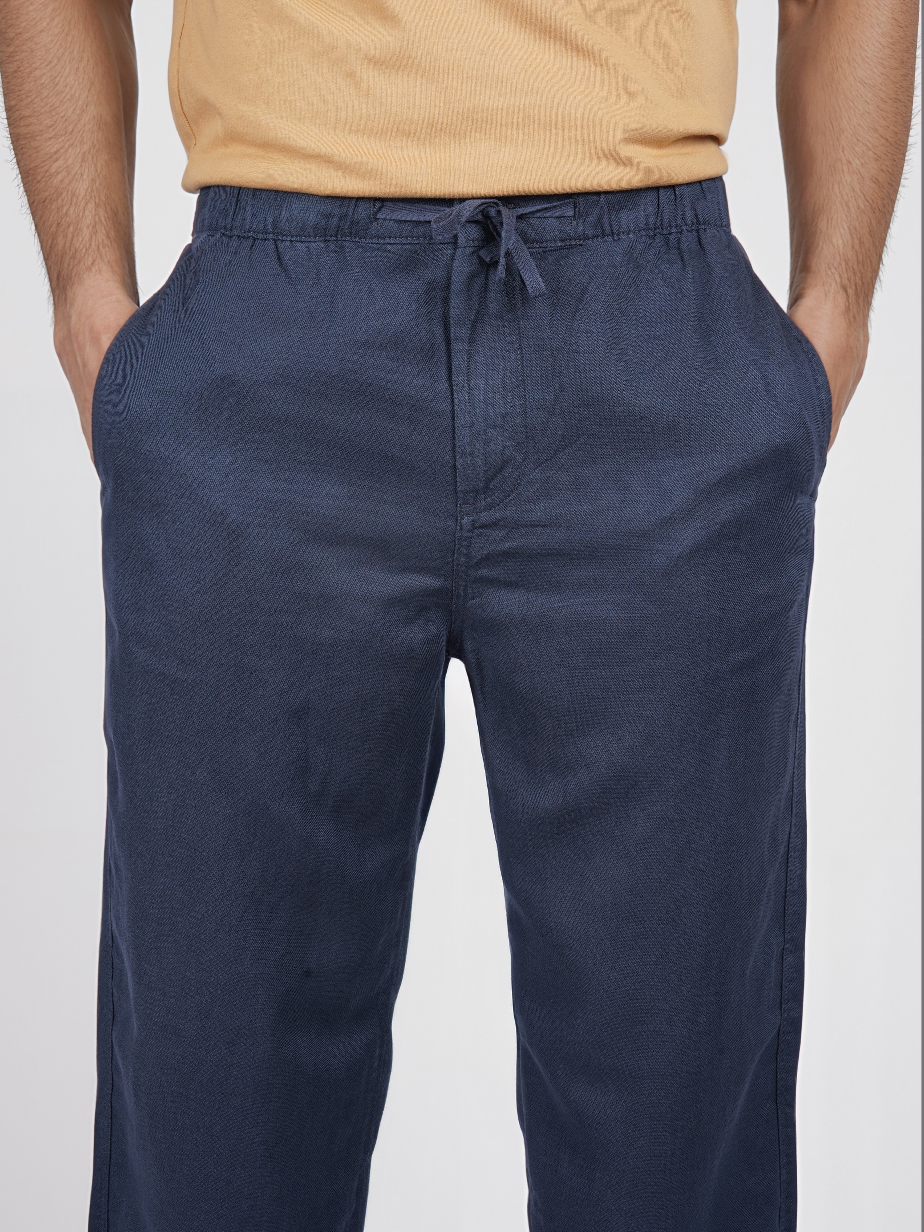 Celio Men Navy Blue Solid Loose Fit Lyocell Jog Trouser