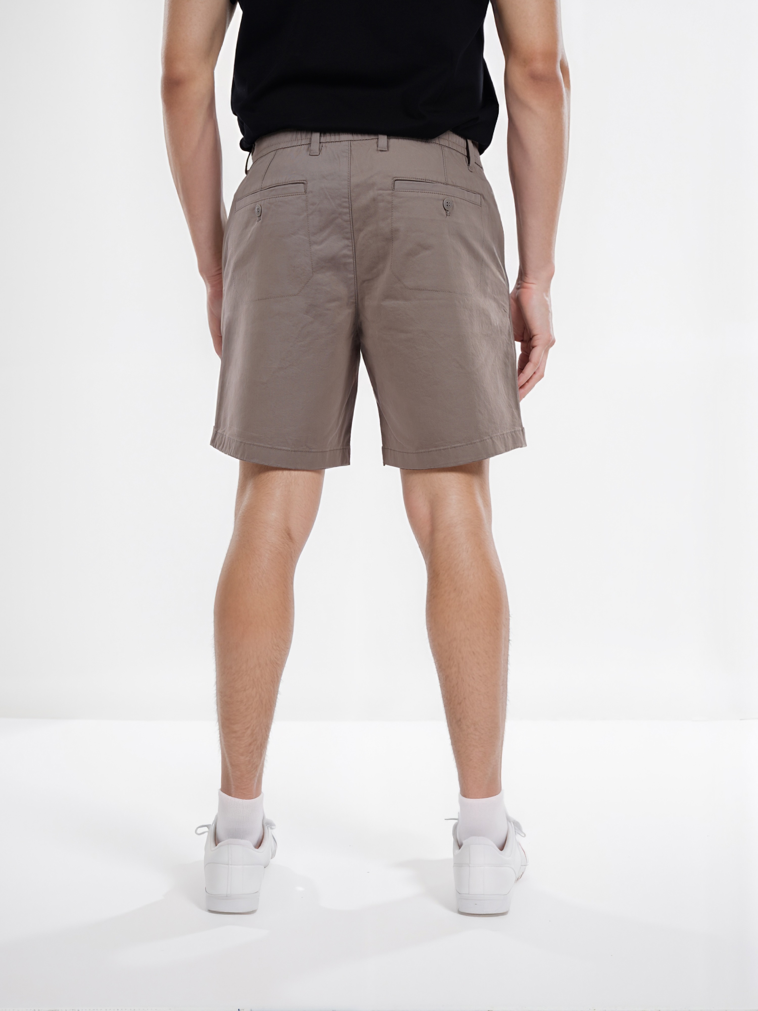 Celio Men Beige Solid Regular Fit Drawstring Cotton Fashion Bermuda Shorts
